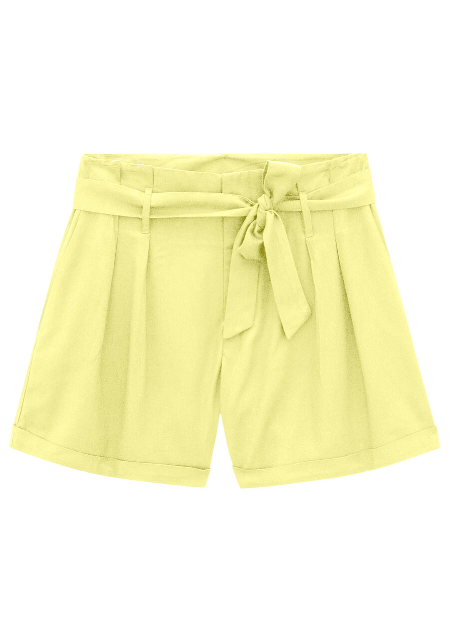 Shorts Cintura Alta Tecido Velurd com Cinto, VERDE VULCANO. Shorts Cintura Alta Tecido Velurd com Cinto, VERDE VULCANO, large.