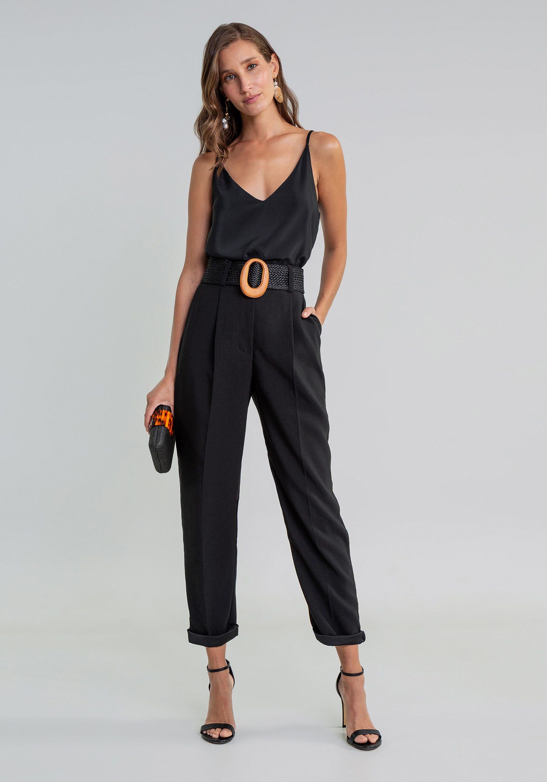 Blusa com Alças Decote V, . Blusa com Alças Decote V, , large.