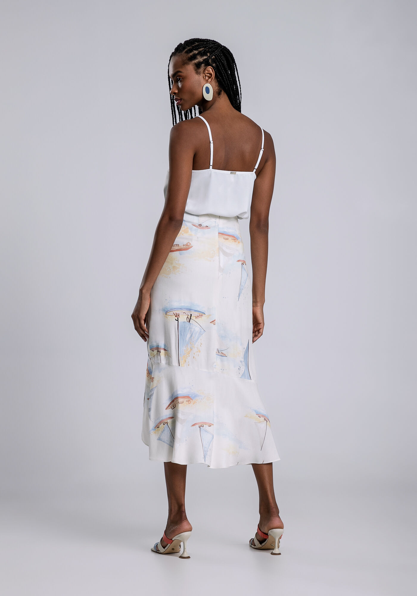 Saia Midi em Viscose com Recorte Sobreposto, , large.