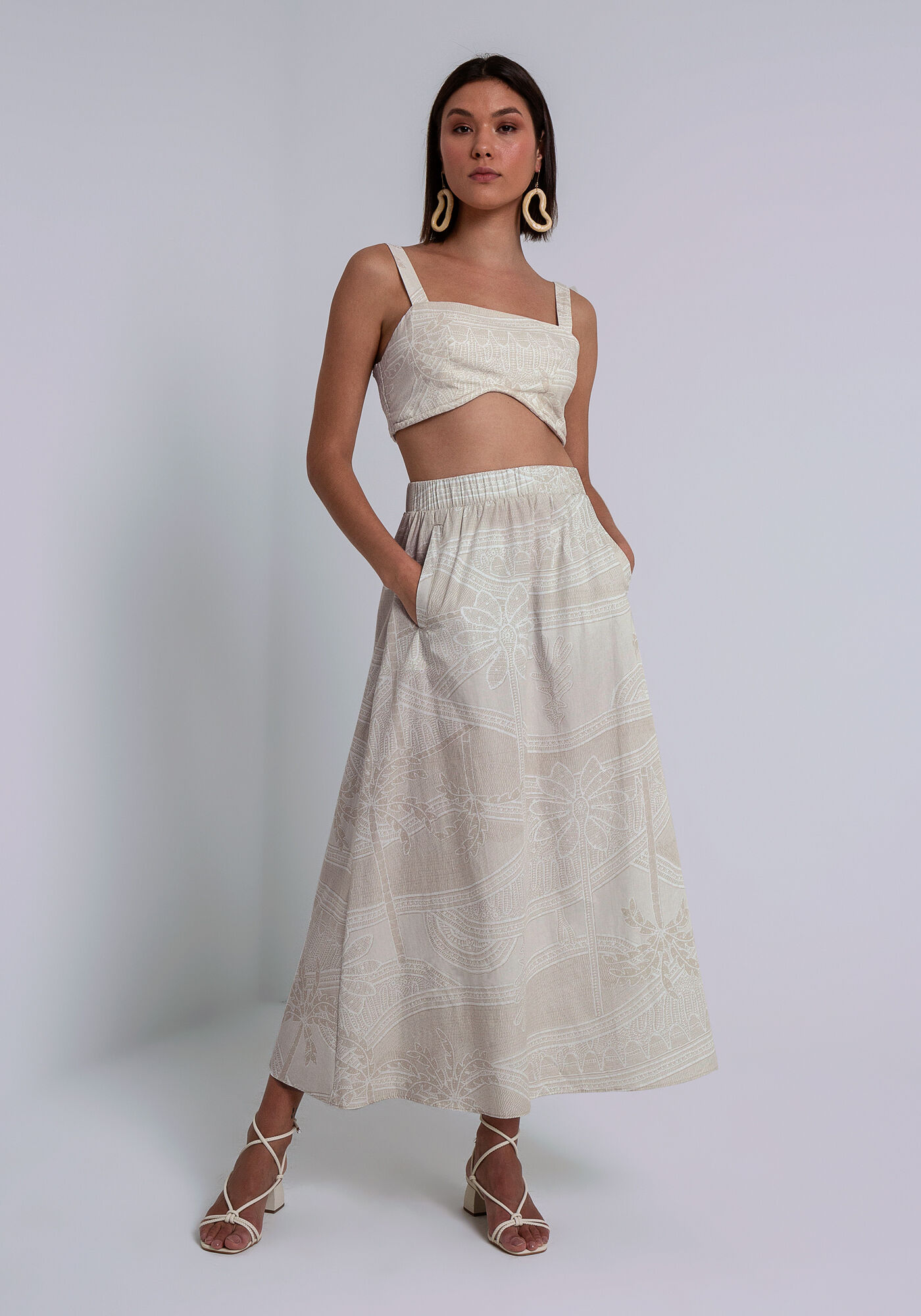 Blusa Cropped Linho Decote Reto, , large.