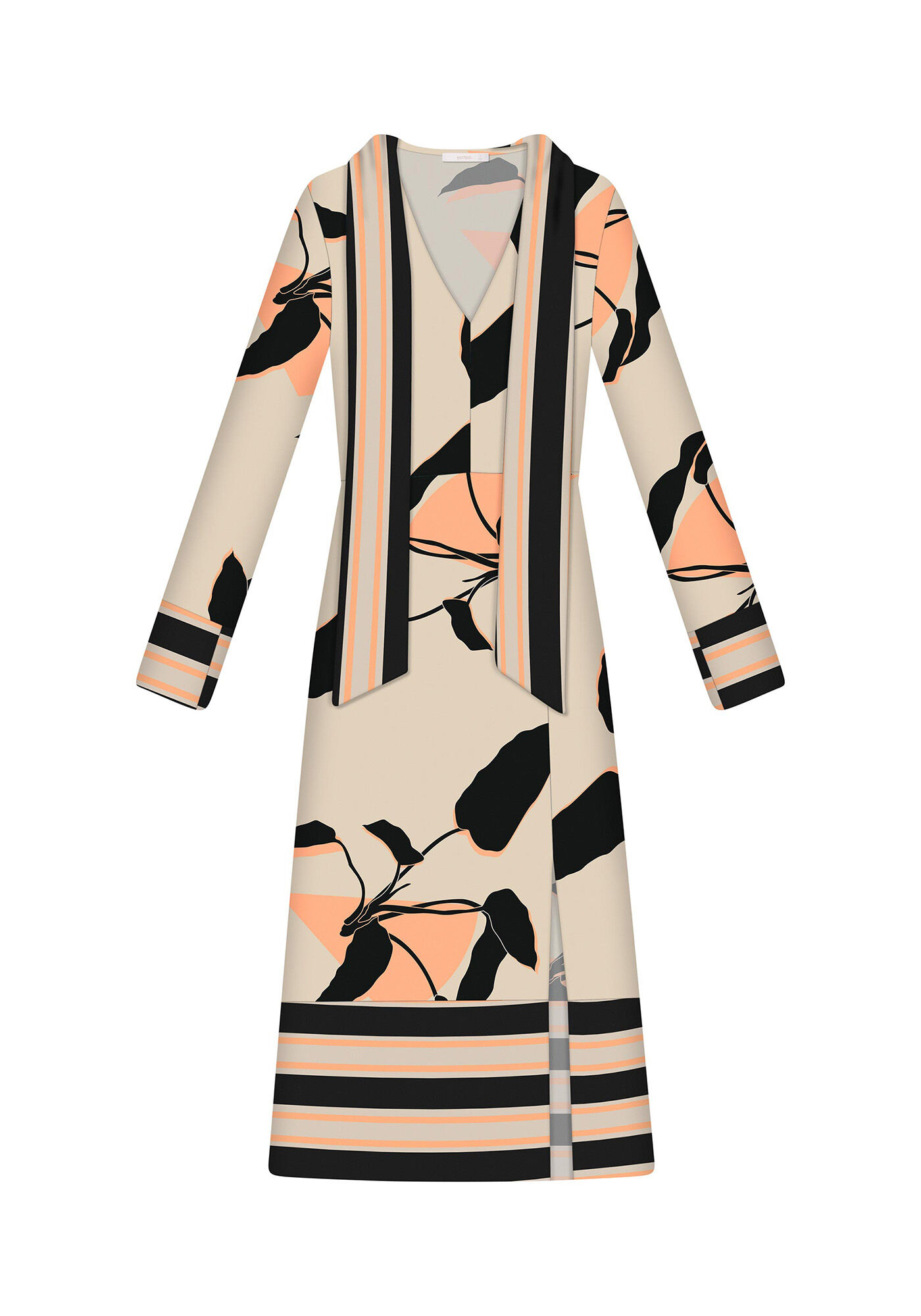 Vestido Manga Longa M&iacute;di Estampa, , large.