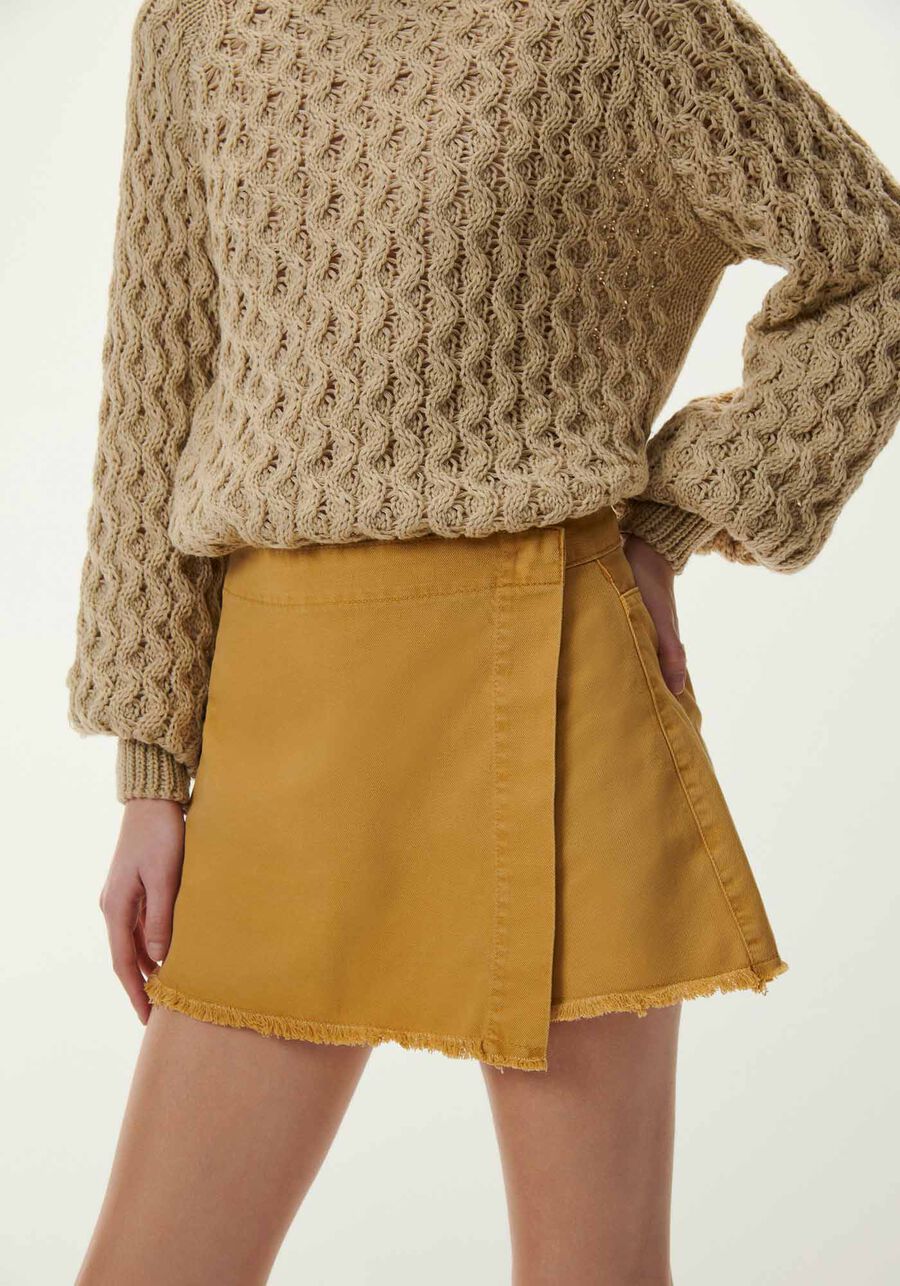 Shorts-Saia Sarja com Cintura Alta, . Shorts-Saia Sarja com Cintura Alta, , large.