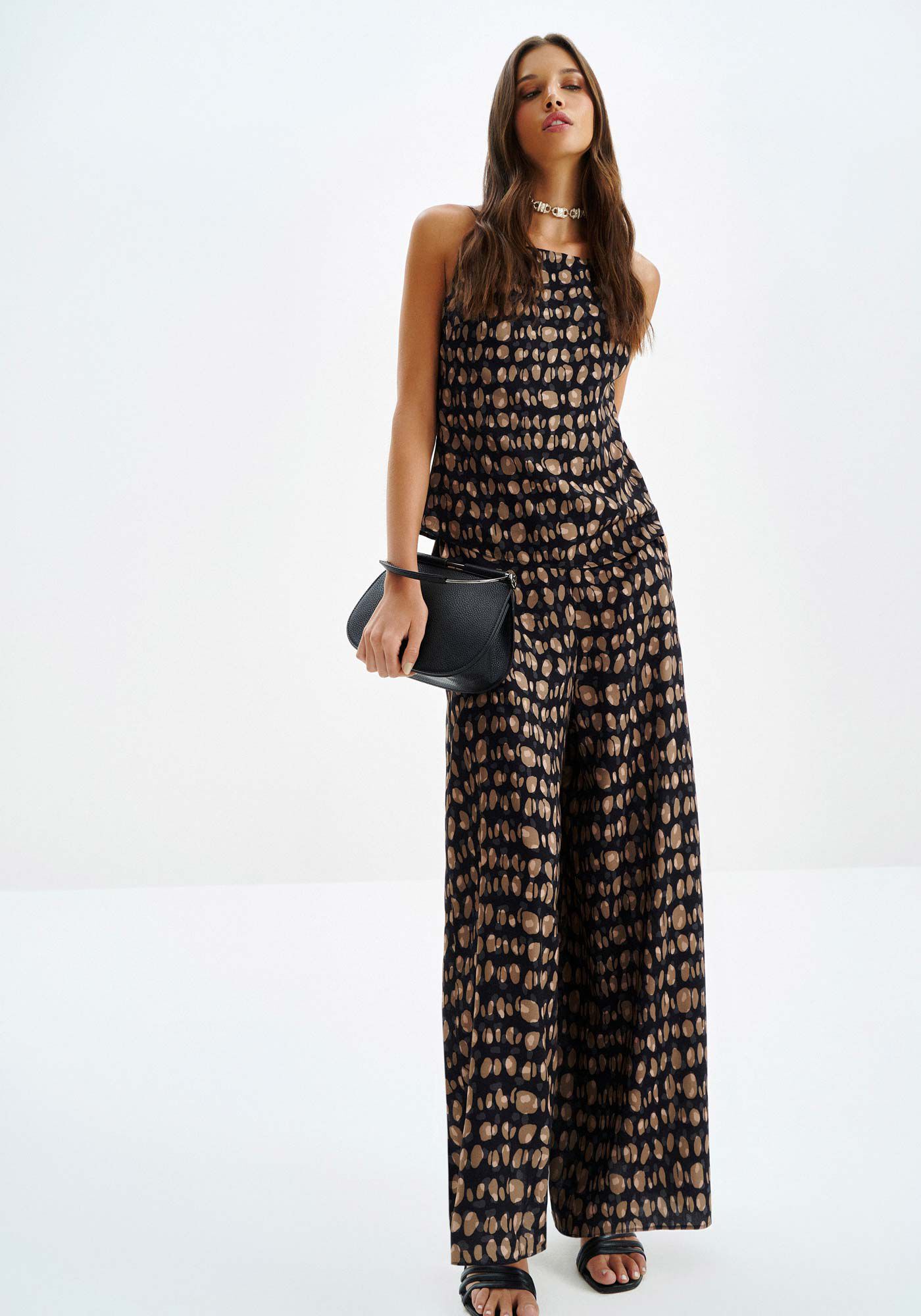 Blusa Estampada em Viscose com Degag&ecirc; Costas, , large.