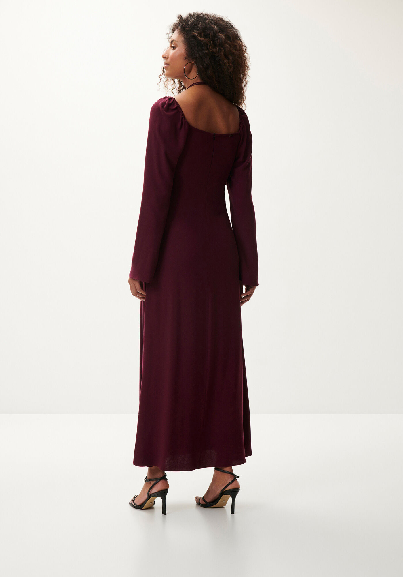 Vestido Longo Manga Longa em Crepe com Amarra&ccedil;&atilde;o, VIOLETA PORT, large.