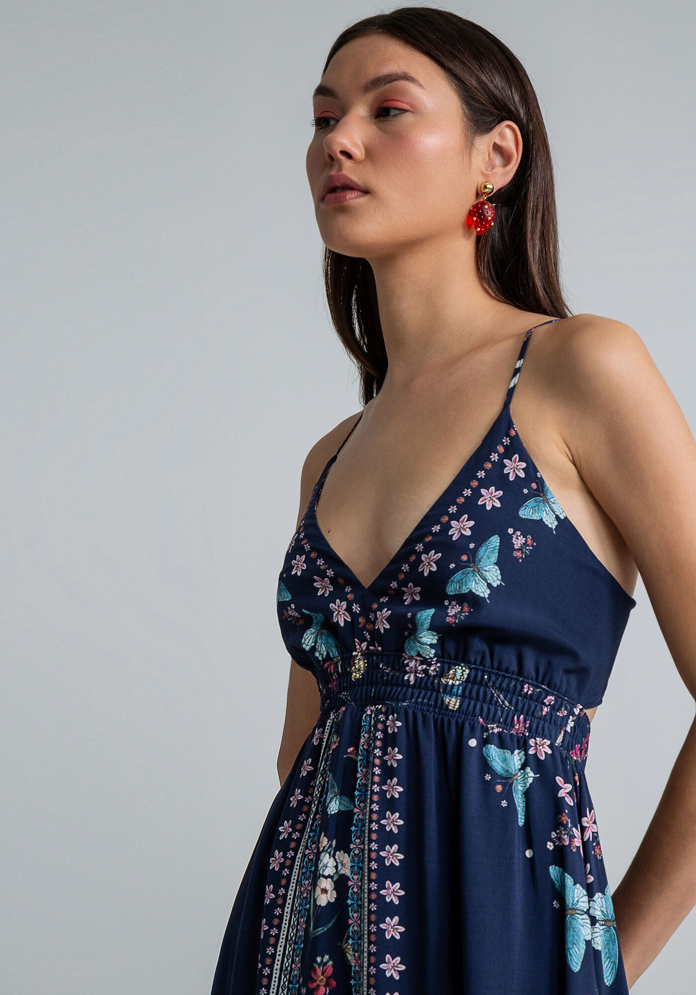 Vestido com Al&ccedil;as Longo Estampado, LIBERDADE, large.