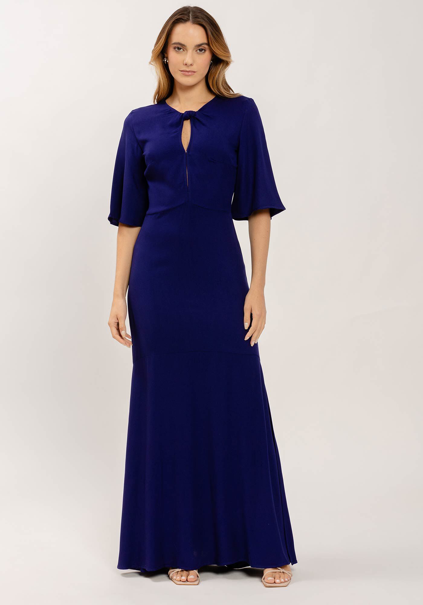 Vestido Longo em Viscose com Cut Decote, , large.