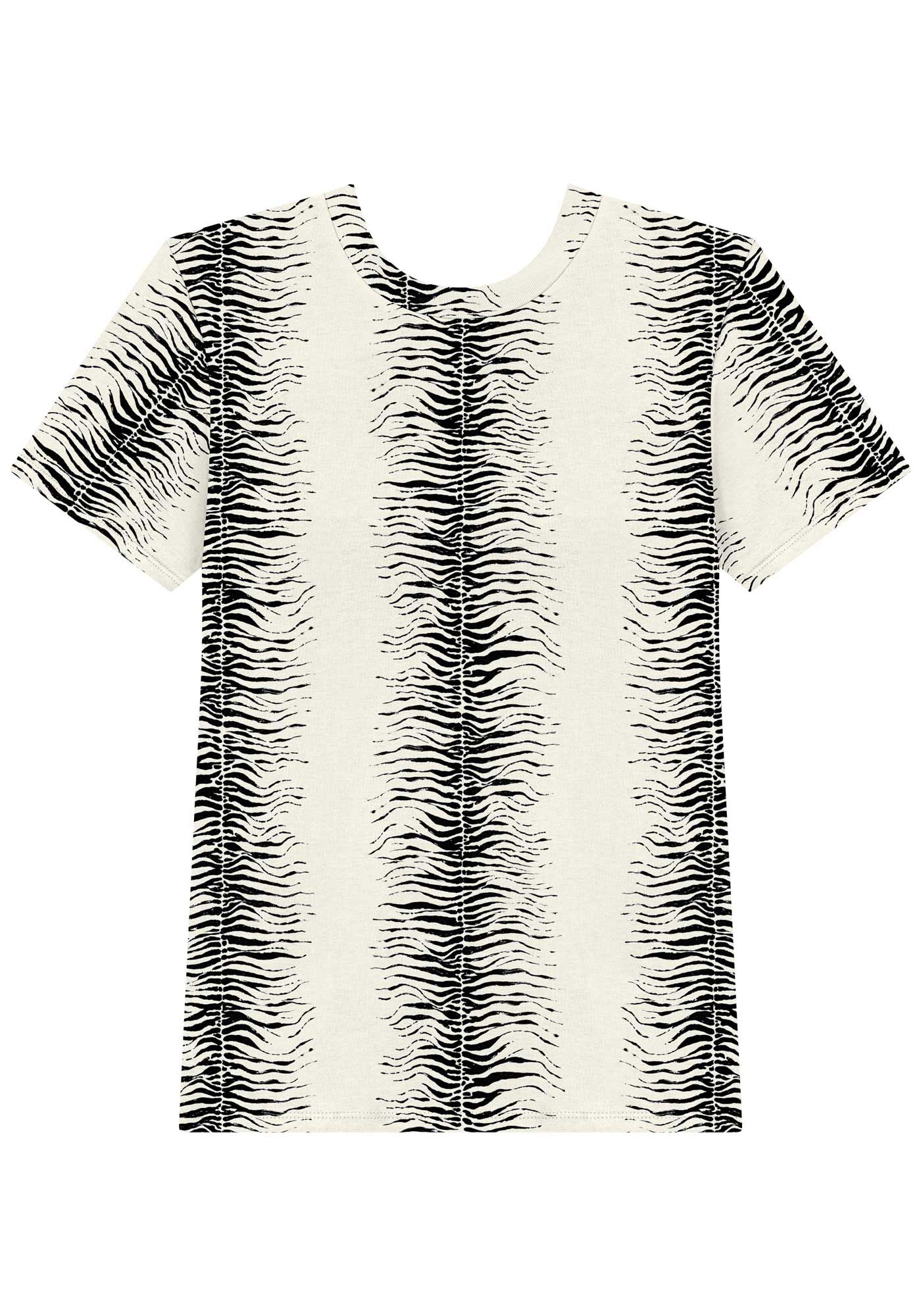 Blusa De Mangas Curtas Estampada Em Malha Com Elastano, , large.