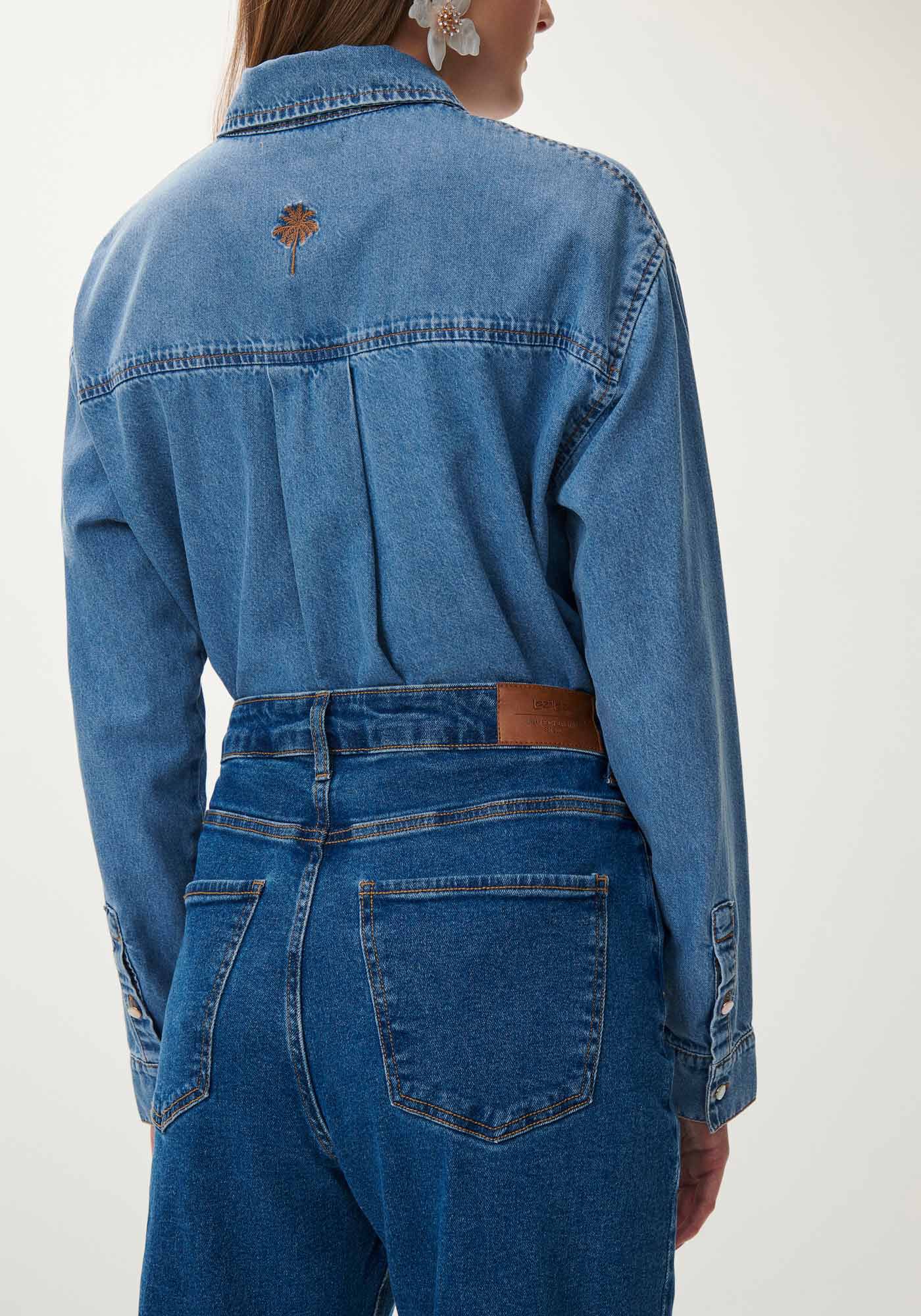 Cal&ccedil;a Jeans Wide Leg Super Alta com Elastano, JEANS ESCURO, large.