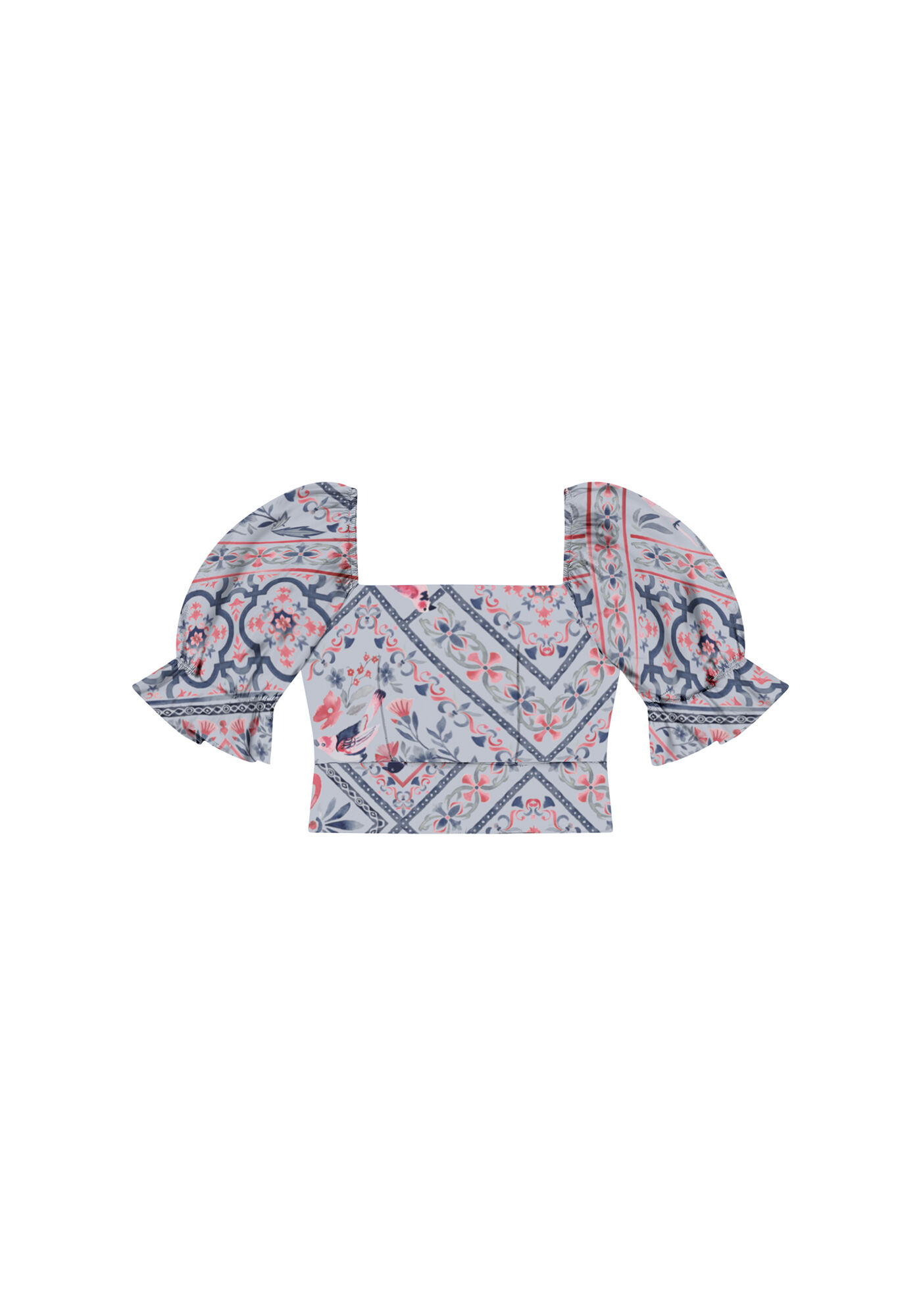 Blusa Manga Bufante Cropped Estampa, SERENA, large.