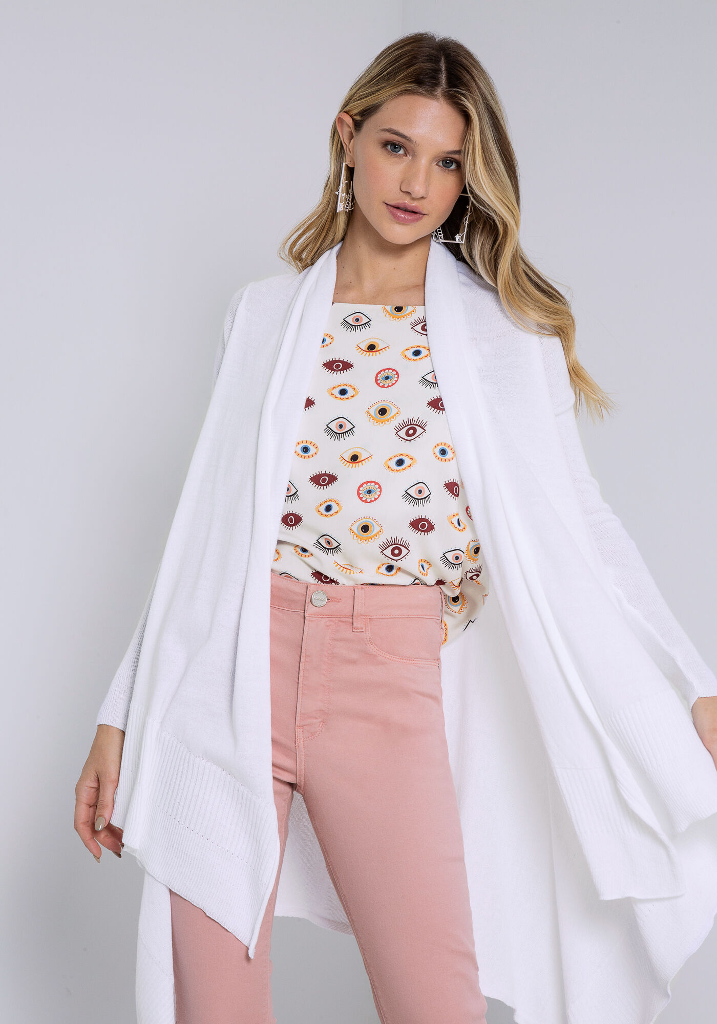 Blusa com Al&ccedil;as em Viscose Estampada, , large.