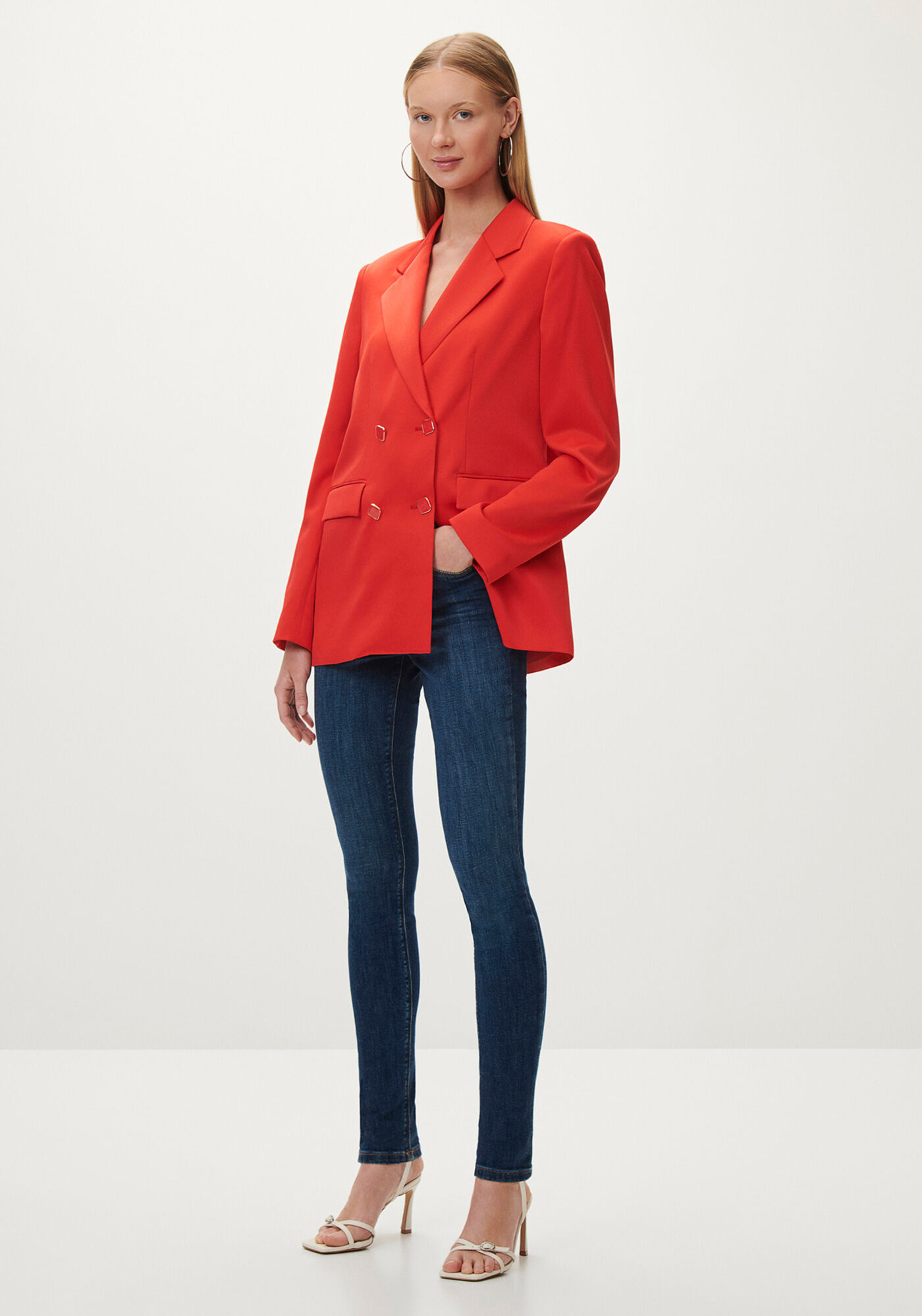 Cal&ccedil;a Jeans Skinny Escura com Cintura Alta, JEANS, large.