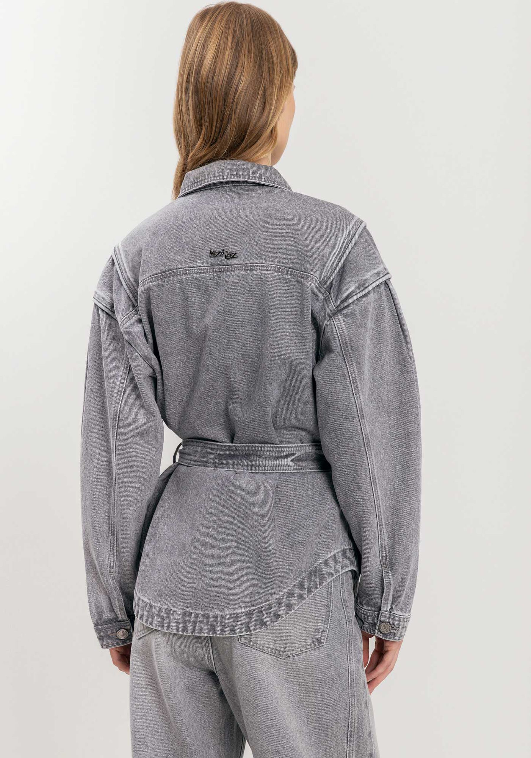 Jaqueta Jeans Com Gola e Botões Denim Gray, . Jaqueta Jeans Com Gola e Botões Denim Gray, , large.
