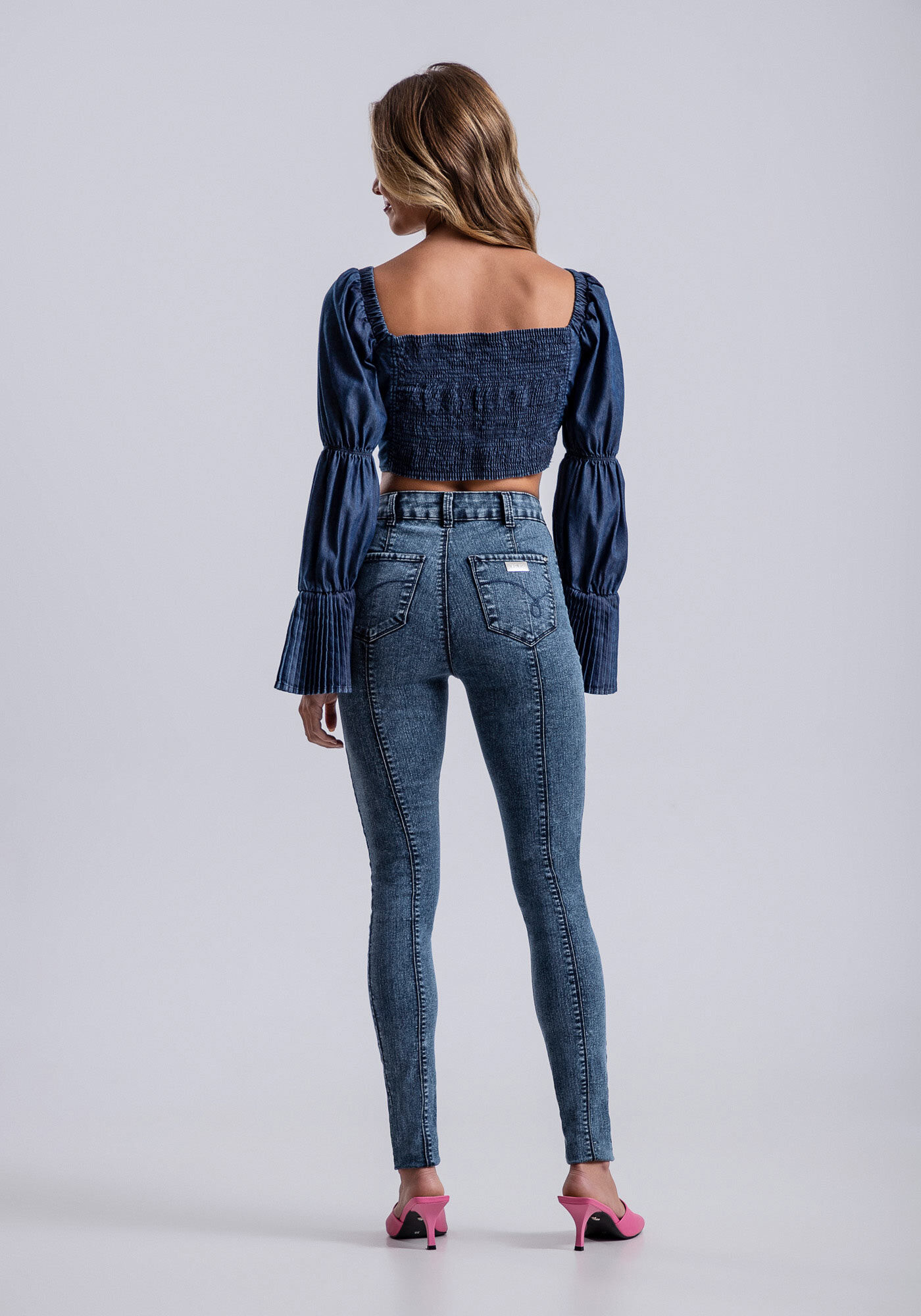 Cal&ccedil;a Jeans Jegging Cintura Super Alta Elastic, JEANS, large.