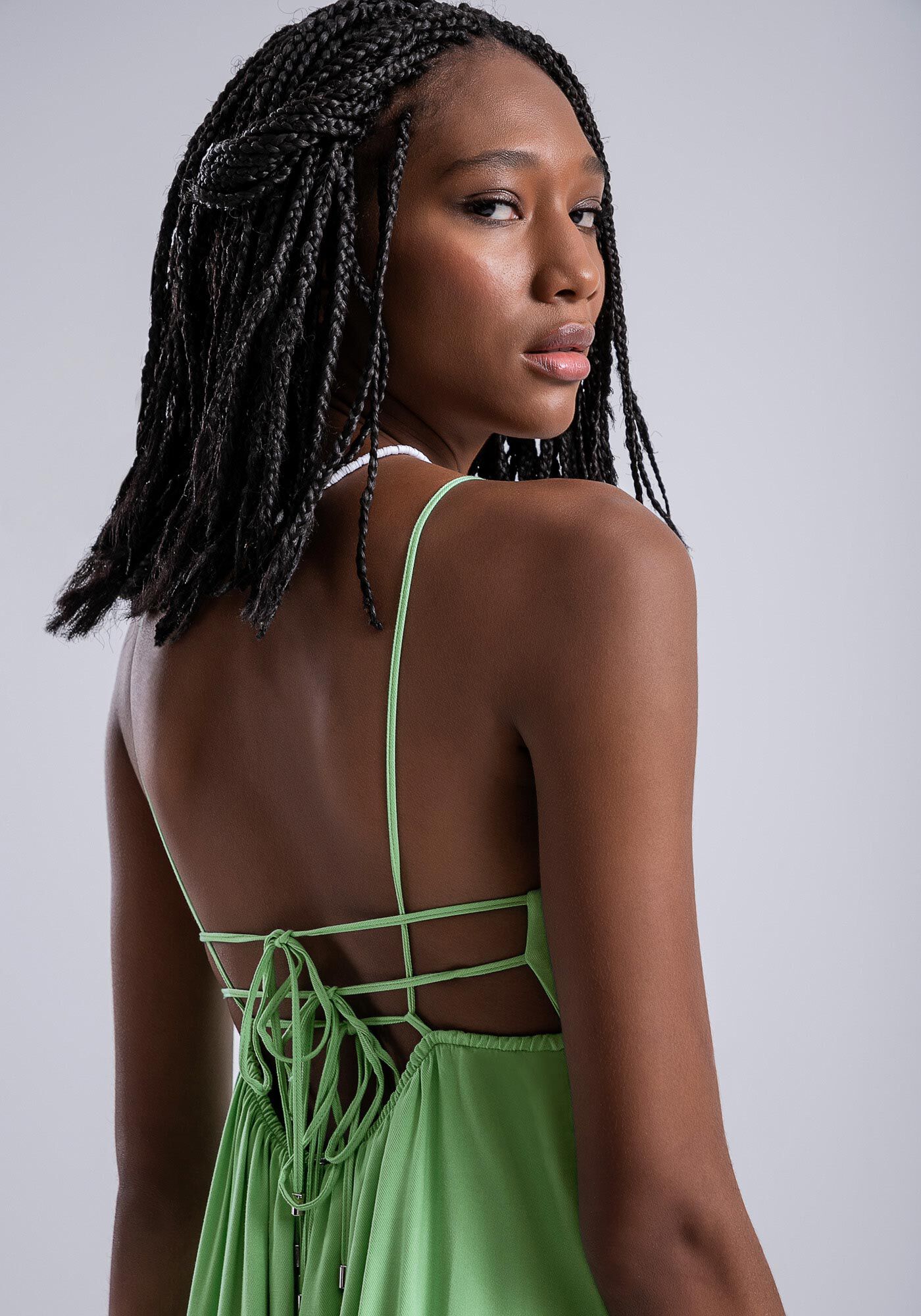 Vestido Midi em Viscose com Fendas Sobrepostas, , large.