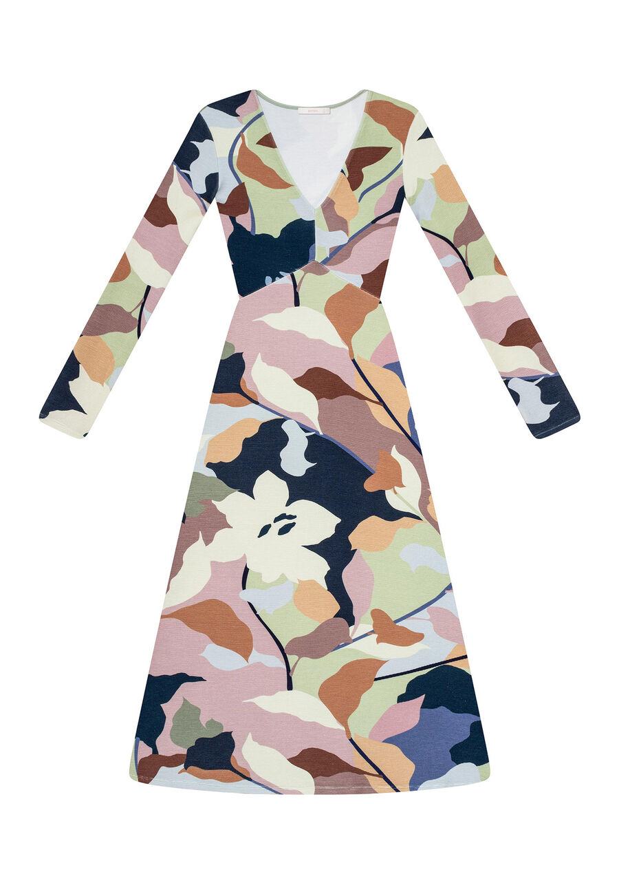 Vestido Manga Longa Mídi Estampa, . Vestido Manga Longa Mídi Estampa, , large.