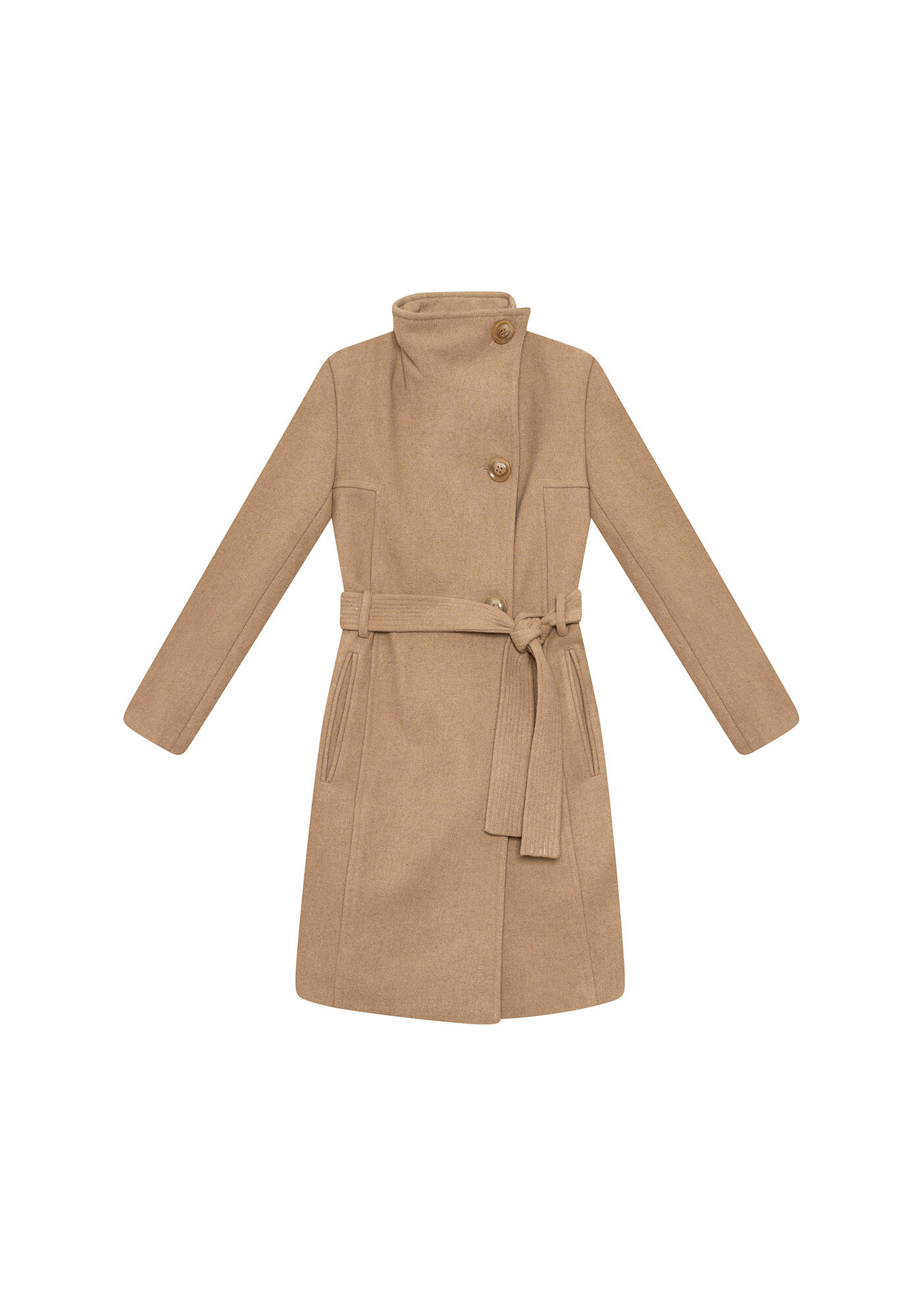 Sobretudo Gola Alta com Cinto, , large.