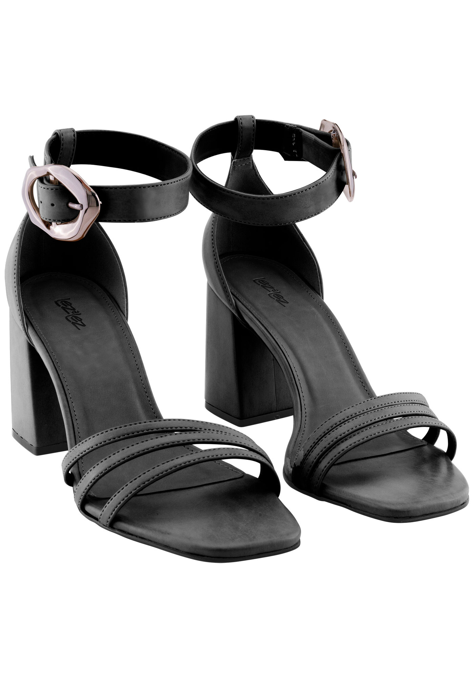 Sandália Salto Médio Bloco com Detalhe Fivela, . Sandália Salto Médio Bloco com Detalhe Fivela, , large.