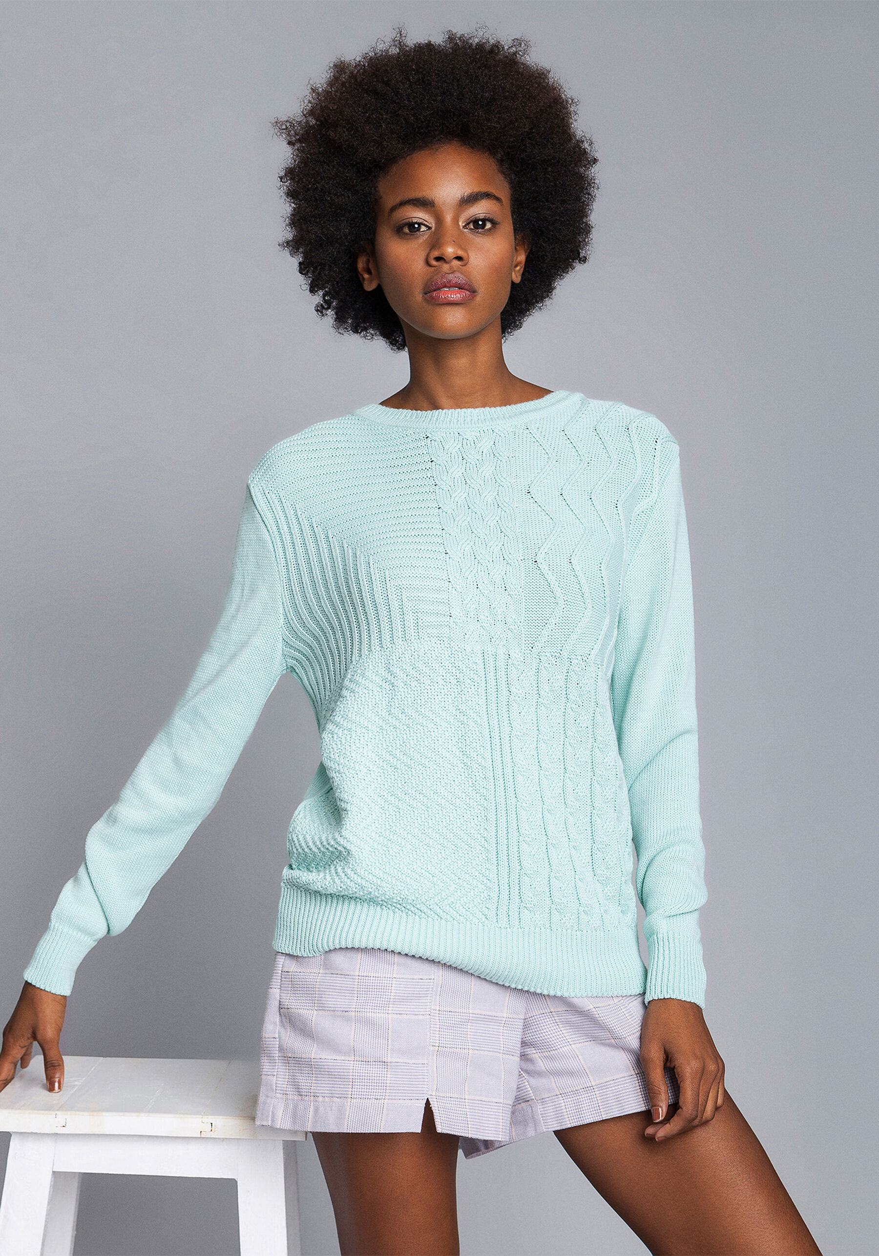 Blusão Manga Longa Textura Tricô, . Blusão Manga Longa Textura Tricô, , large.