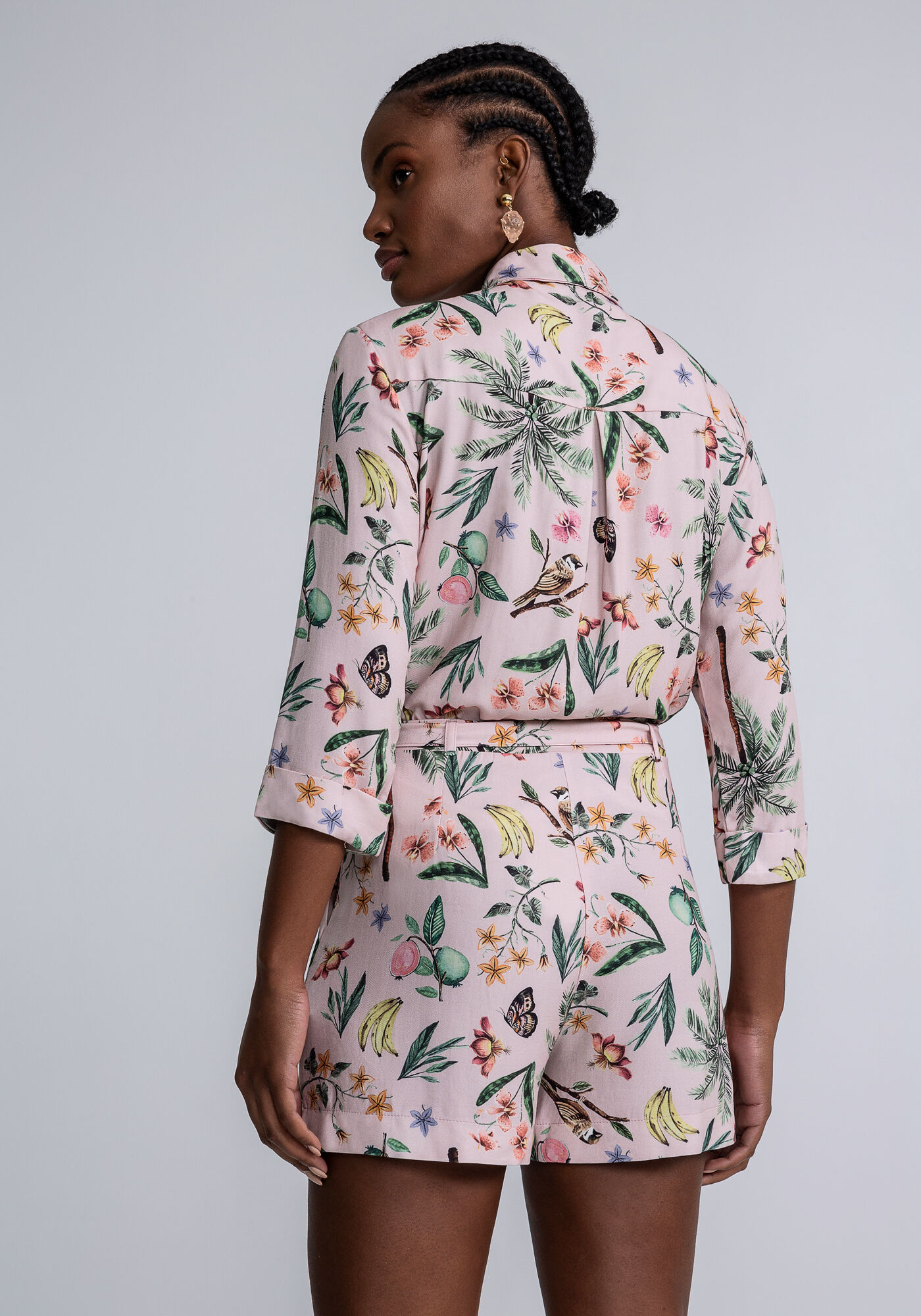 Shorts Cintura M&eacute;dia Faixa Estampa, HARMONIA, large.