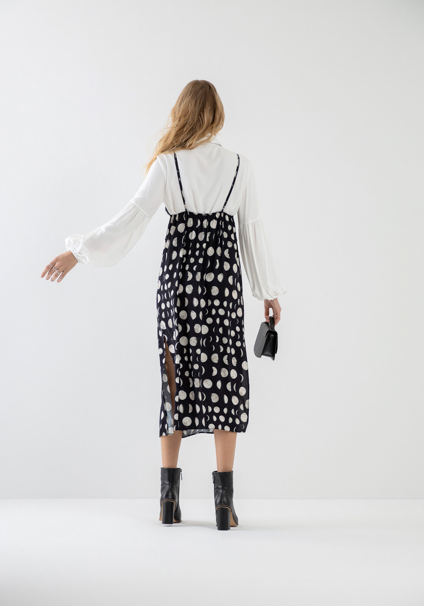 Vestido Midi Estampado com Busto Franzido, LUA, large.