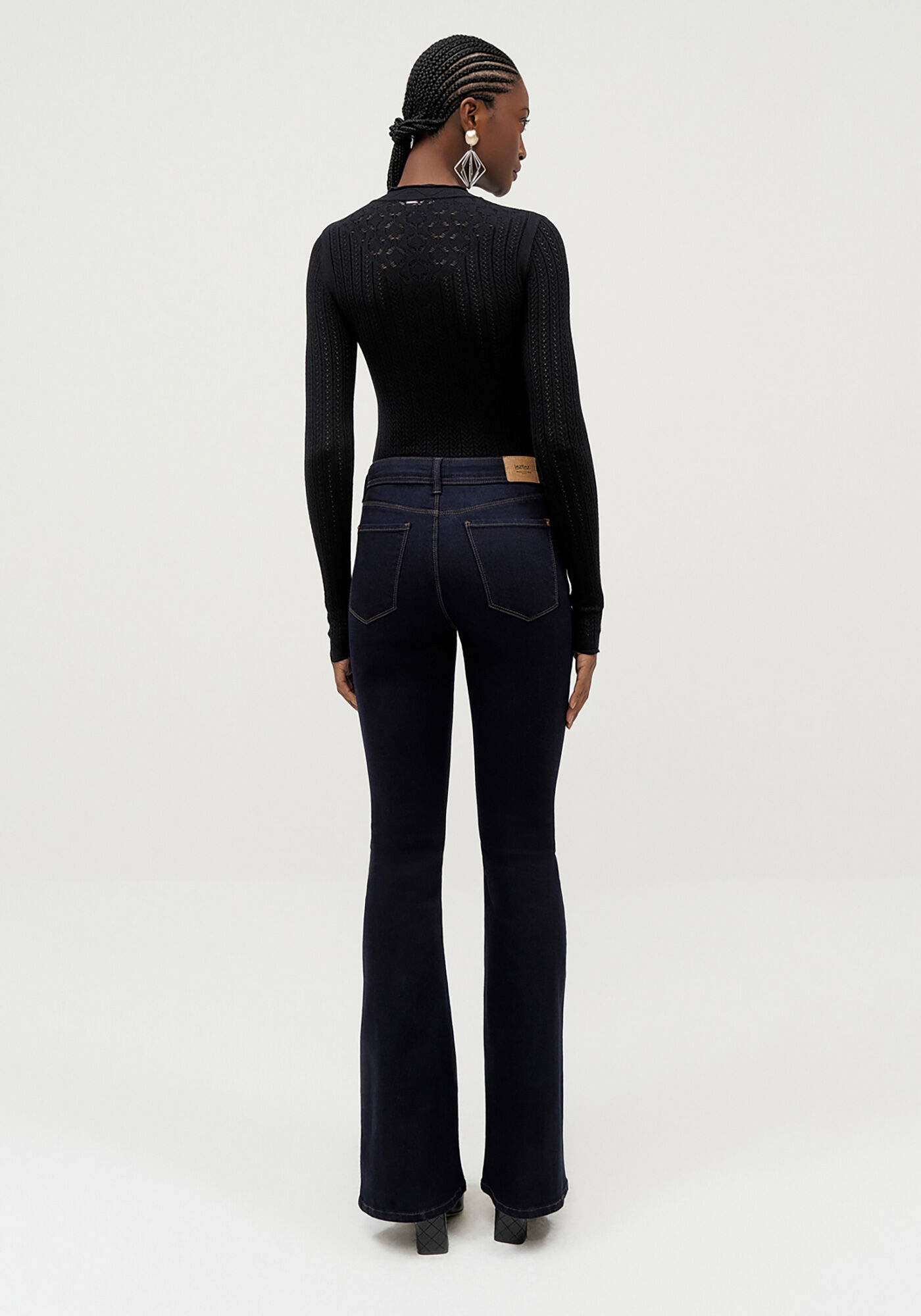 Cal&ccedil;a Jeans Flare Cintura Alta, JEANS, large.