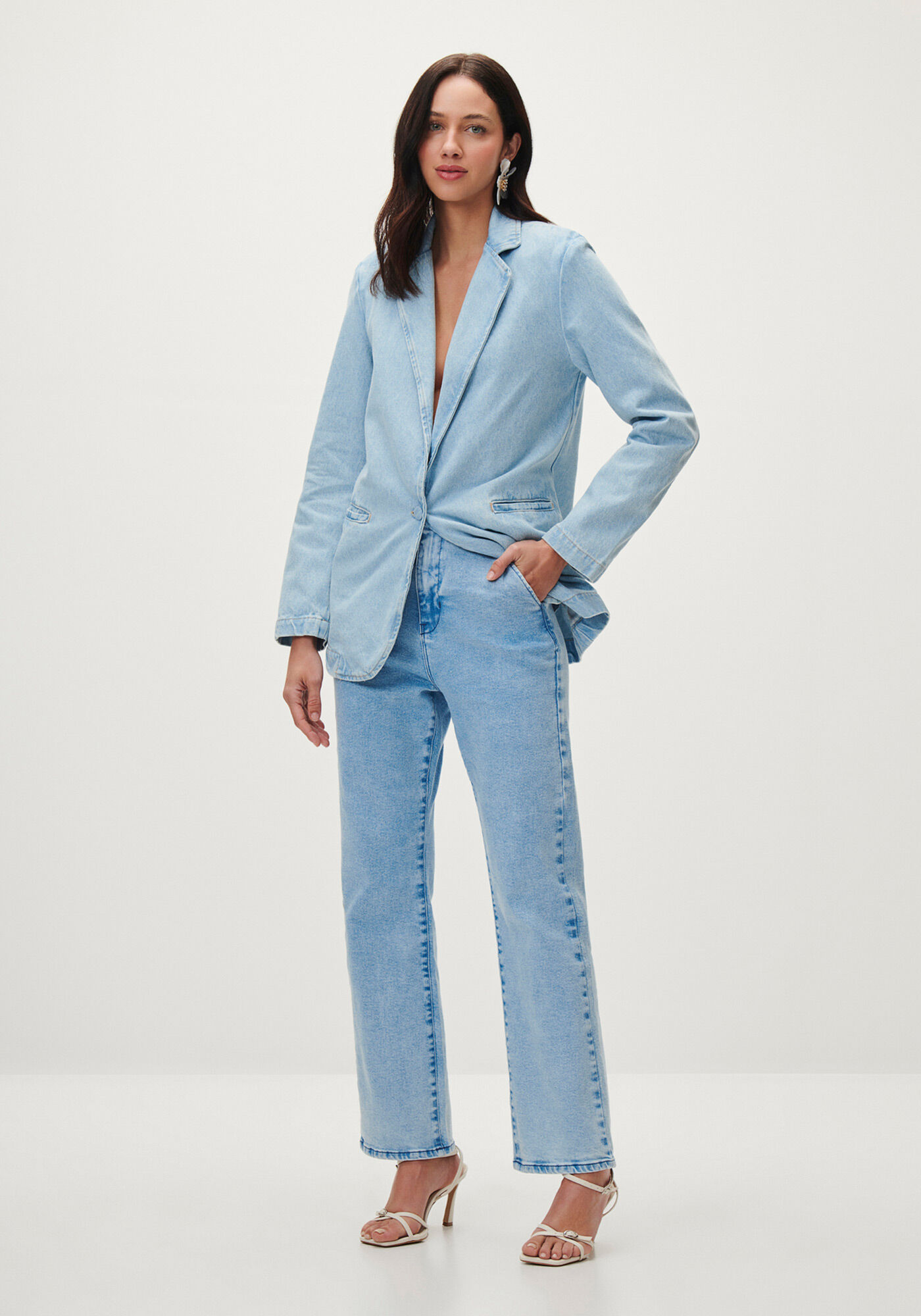 Blazer Jeans Alongado Alfaiataria, , large.