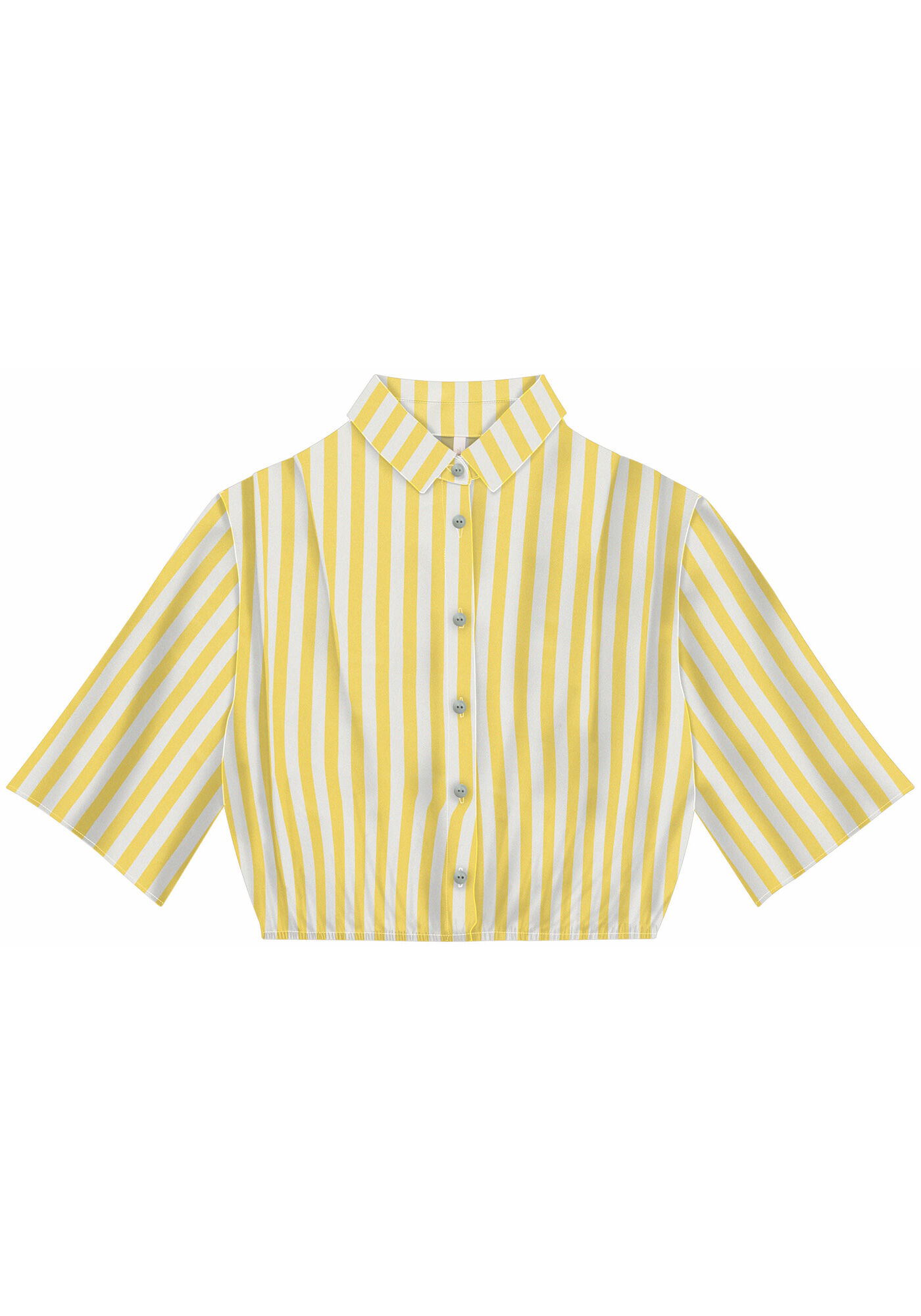 Camisa Cropped Estampada com El&aacute;stico Barra, , large.