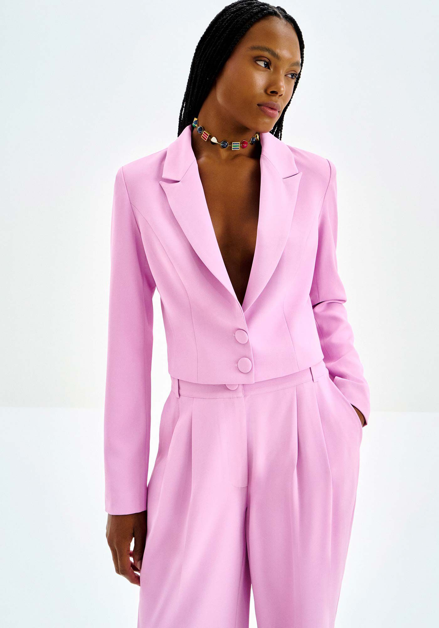 Blazer Manga Longa Cropped Alfaiataria, LILAS KENLY, large.