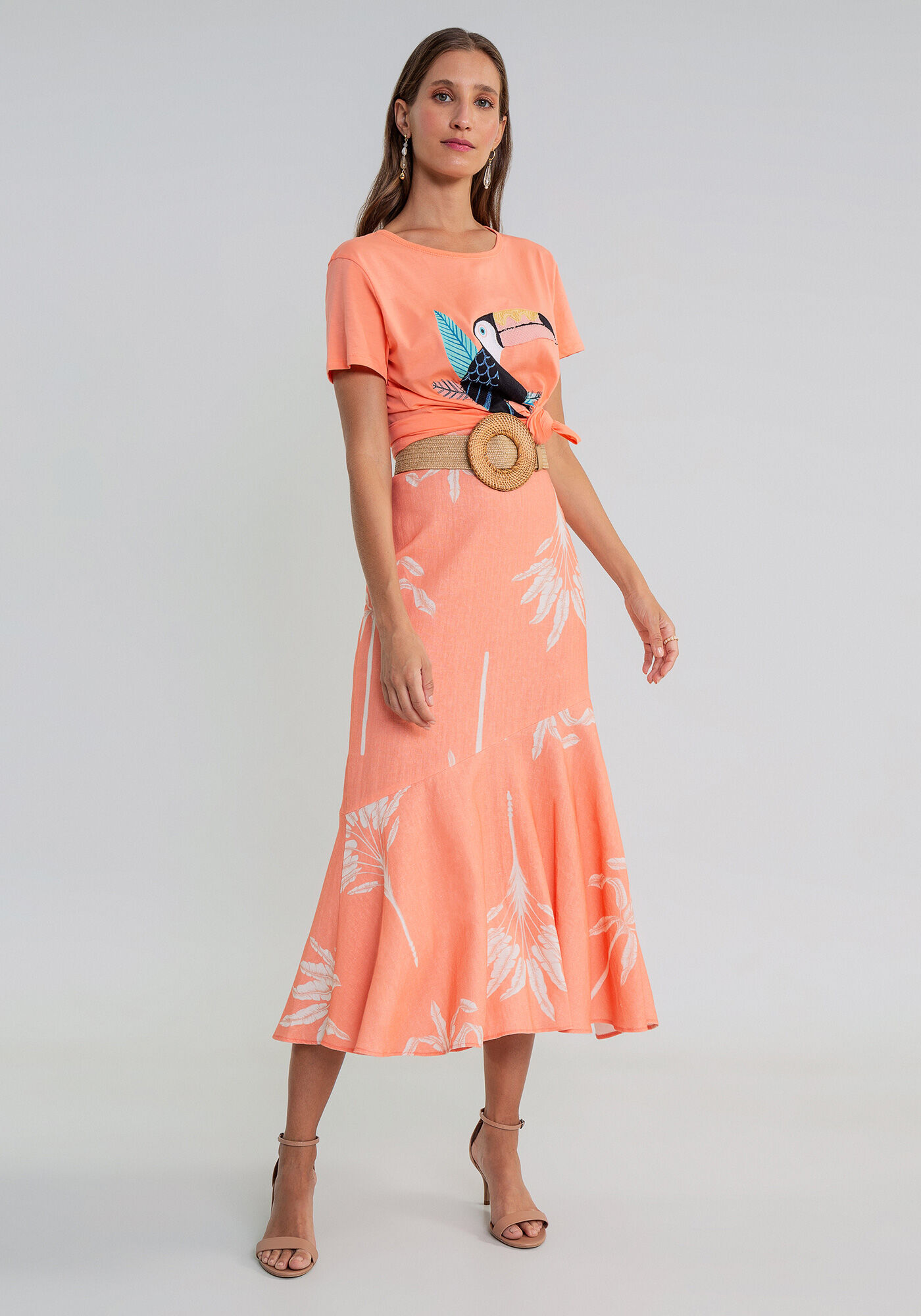 Blusa Estampa Bordado Tucano Marinho Lady, , large.