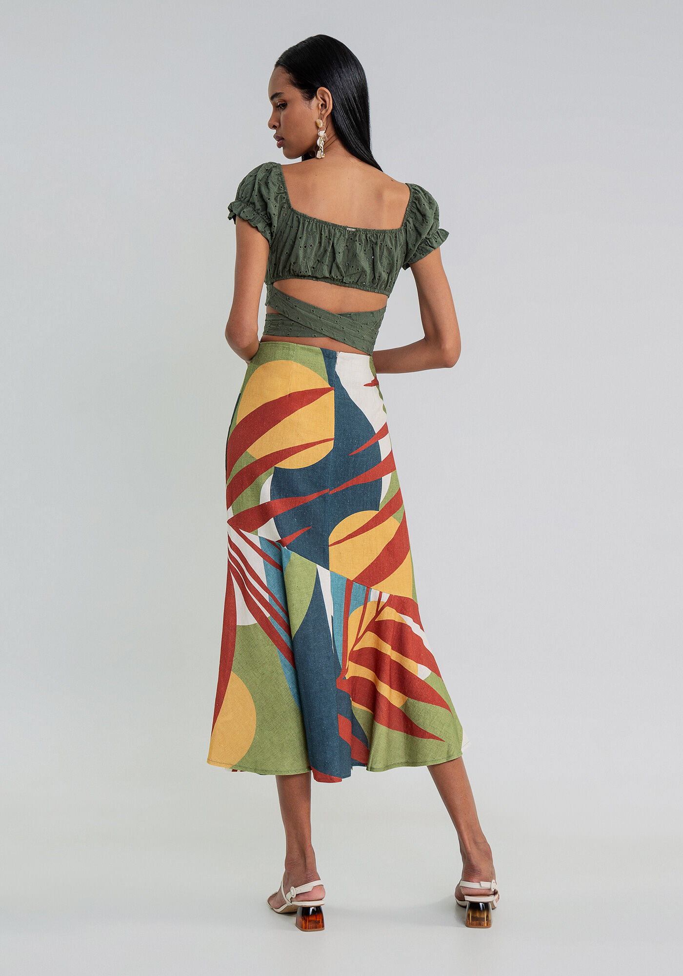 Saia M&iacute;di Babado God&ecirc; Estampa, , large.