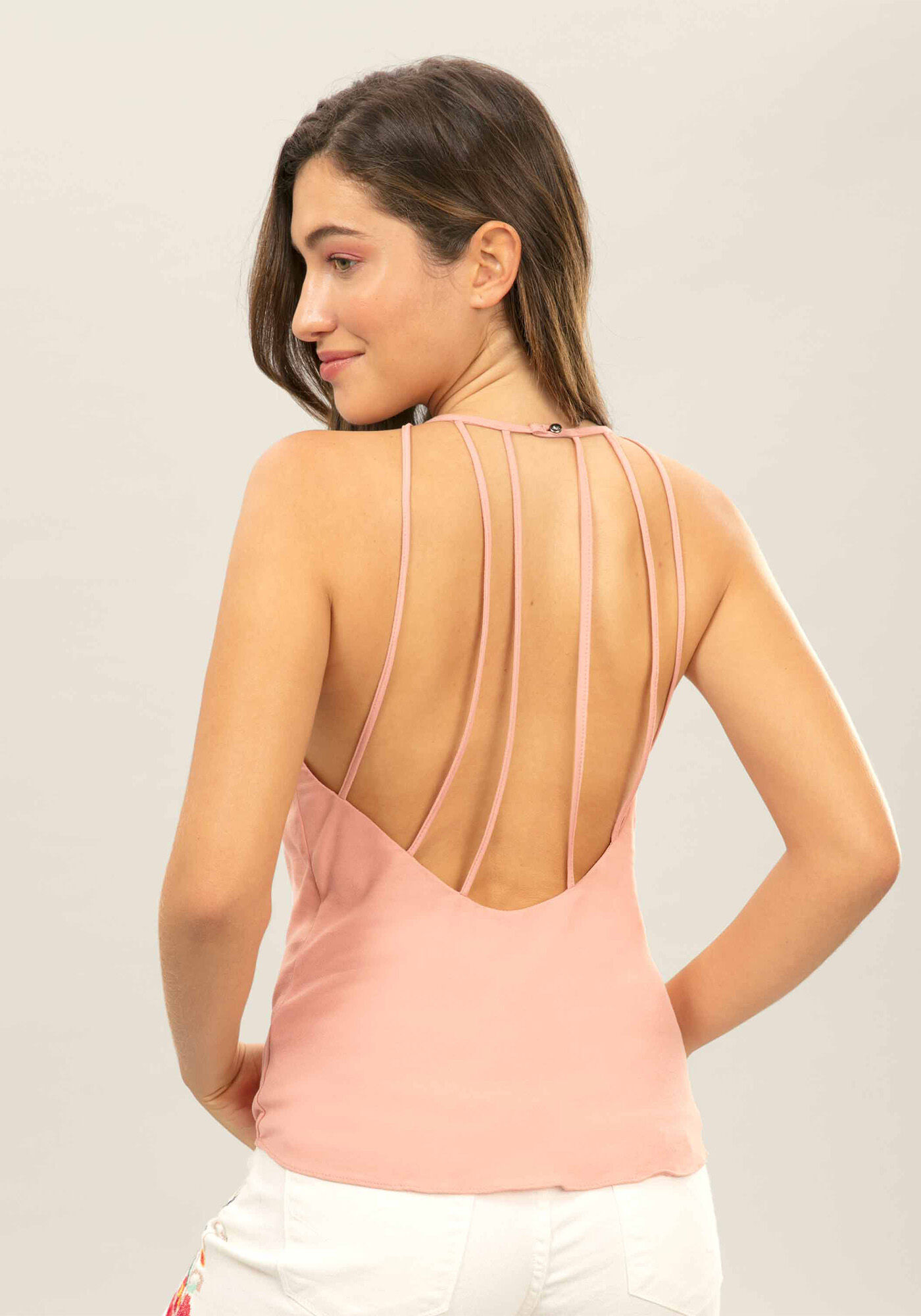 Blusa Com Al&ccedil;as Strappy Rosa Wan, , large.