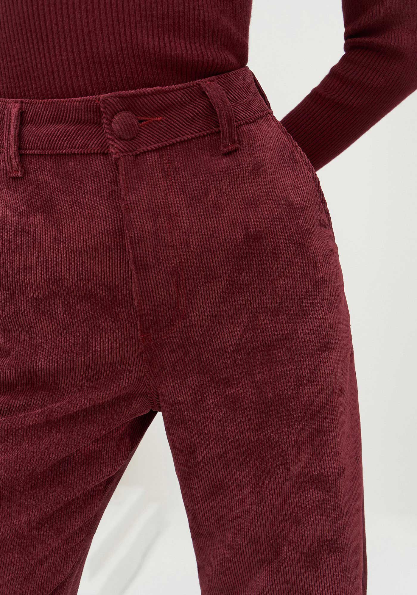 Cal&ccedil;a Wide Leg em Veludo com Cintura Alta, BORDO KIR ROYALLE, large.