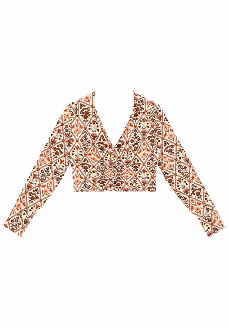 Camisa Cropped Estampada com Franzido, . Camisa Cropped Estampada com Franzido, , large.