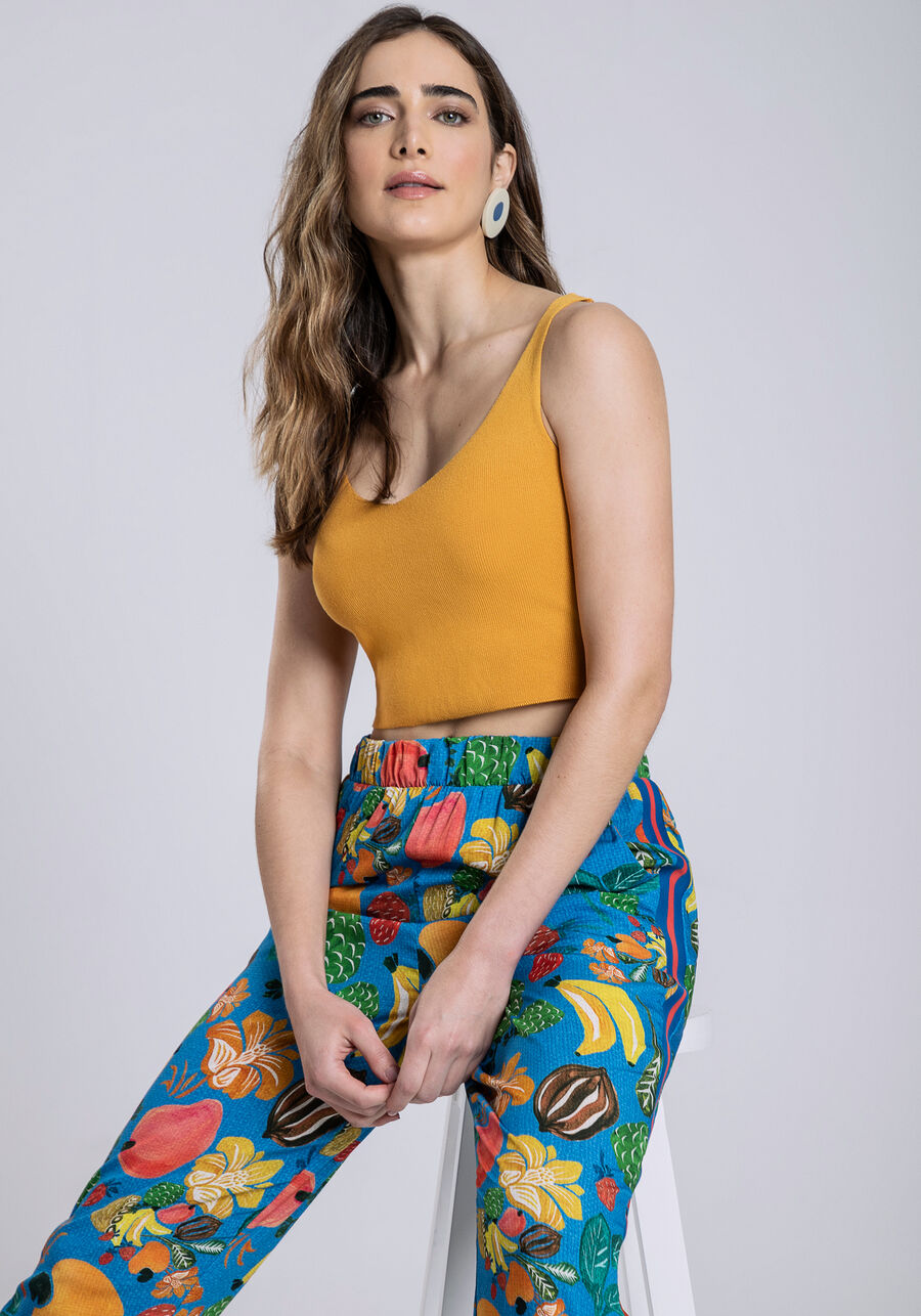 Calça Jogging em Viscose Estampada, GRAVIOLA. Calça Jogging em Viscose Estampada, GRAVIOLA, large.