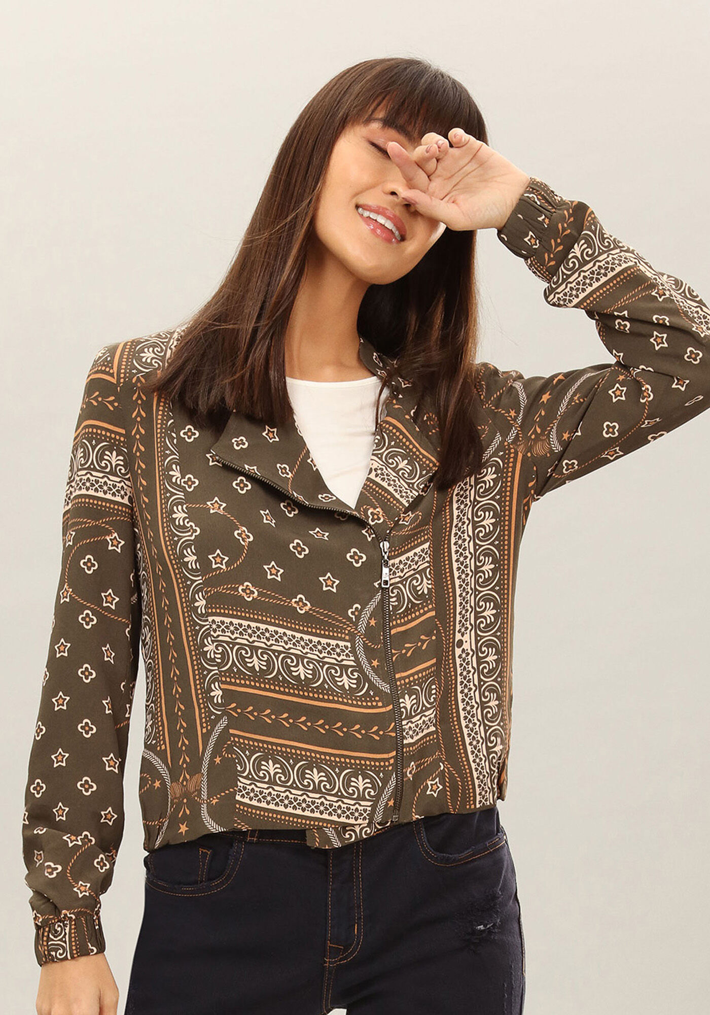 Jaqueta Estampada em Tecido, , large.