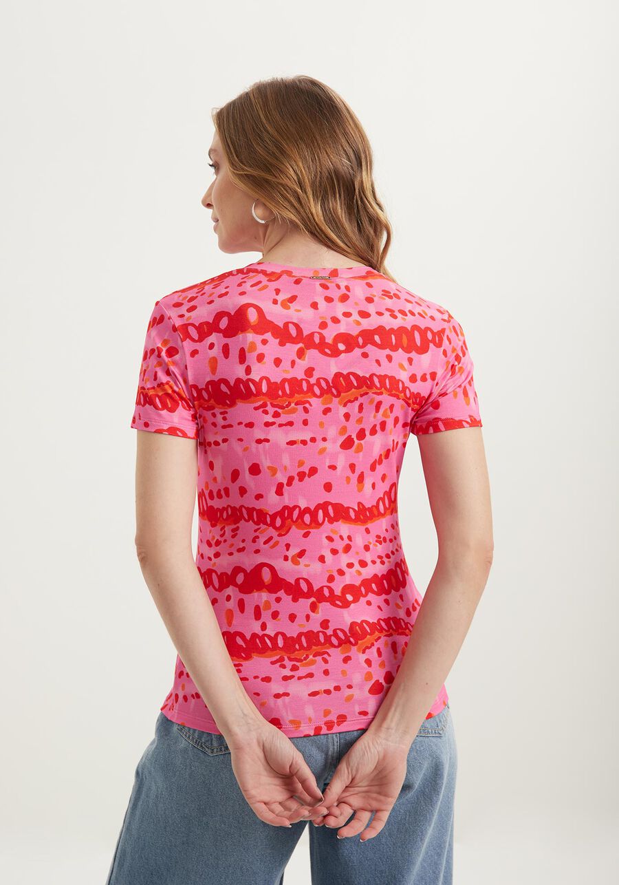 Blusa De Mangas Curtas Estampada Em Malha Com Elastano, . Blusa De Mangas Curtas Estampada Em Malha Com Elastano, , large.