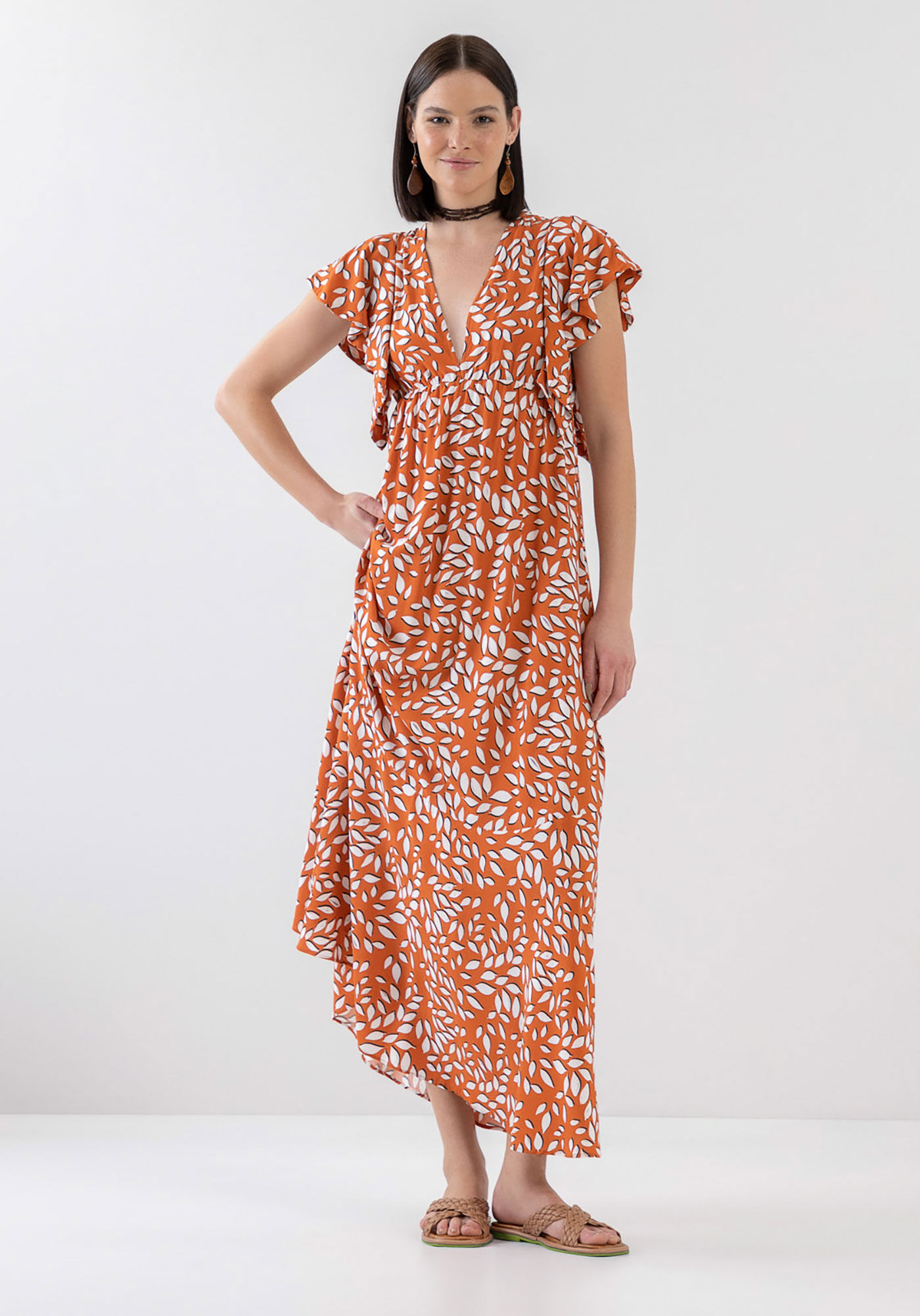 Vestido Midi Estampado com Recorte Costas, , large.