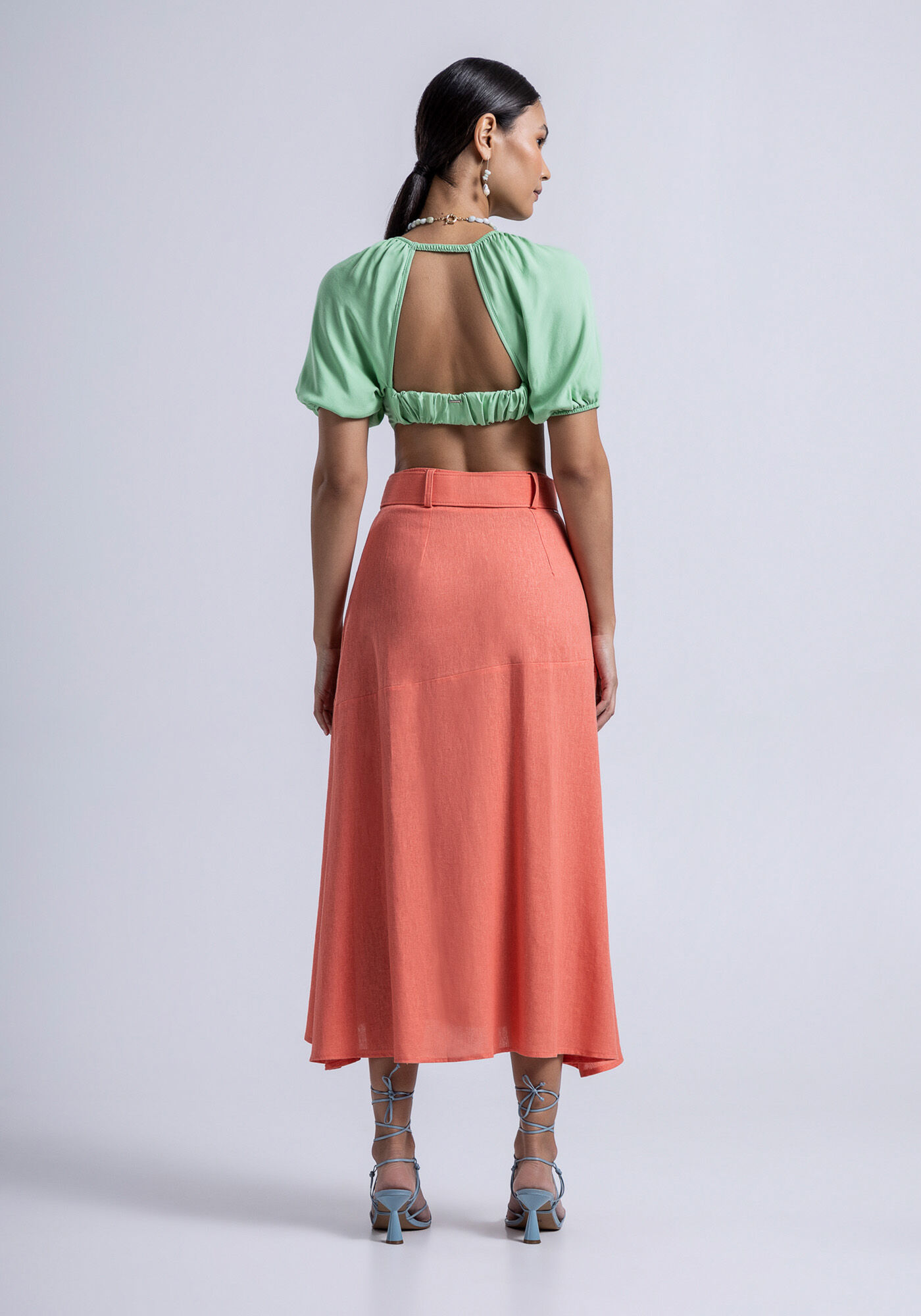 Blusa Cropped em Viscose com Manga Bufante, , large.