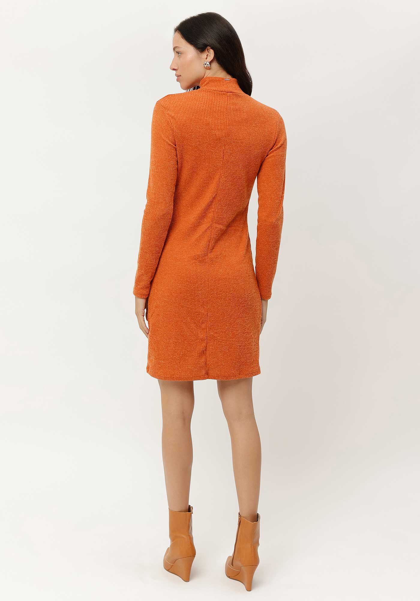 Vestido Curto Manga Longa com Gola Alta, , large.