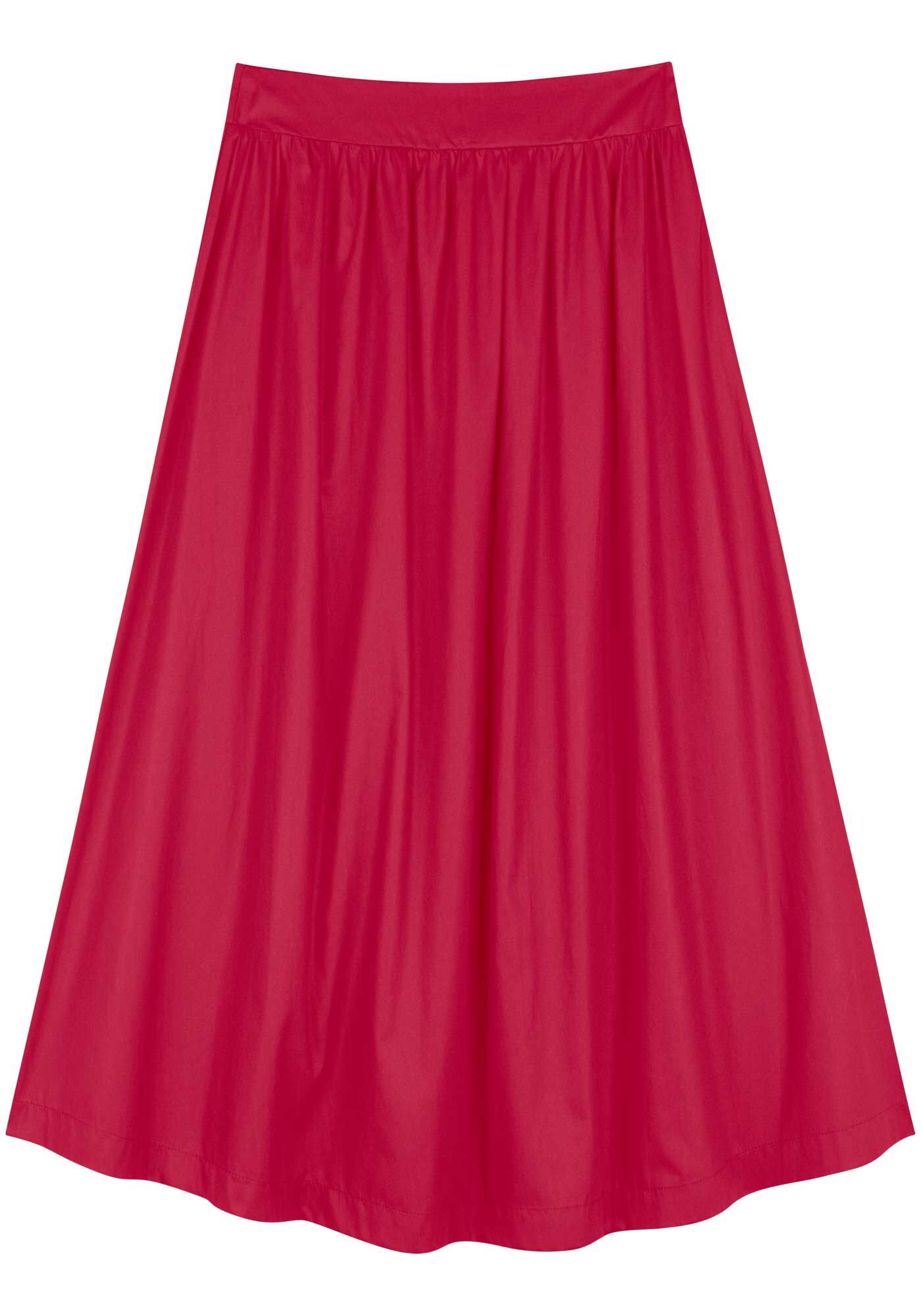 Saia Ch&aacute; Com Cintura Alta Em Tafet&aacute; De Algod&atilde;o, VERMELHO PASSION, large.