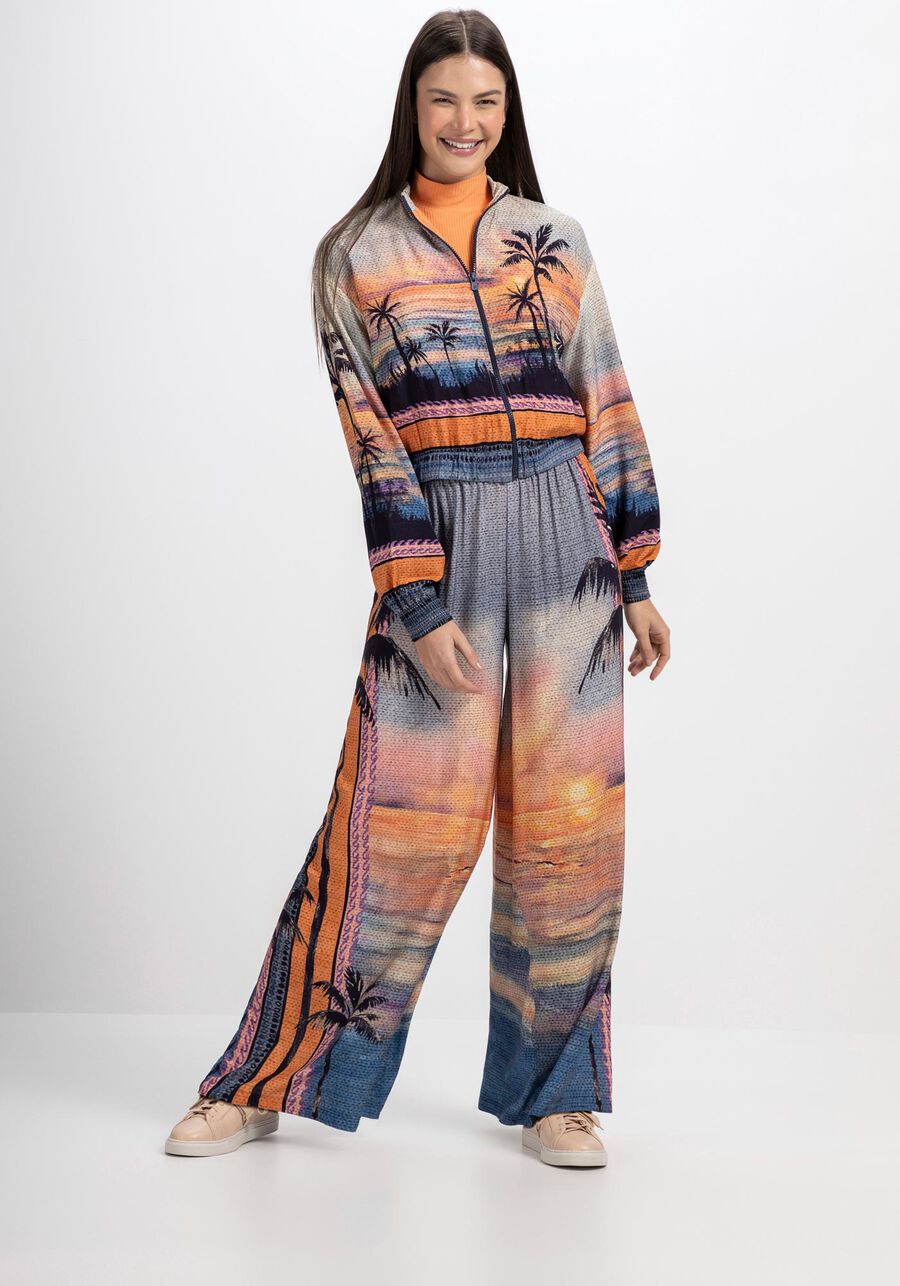 Jaqueta Bomber em Viscose Estampada, . Jaqueta Bomber em Viscose Estampada, , large.