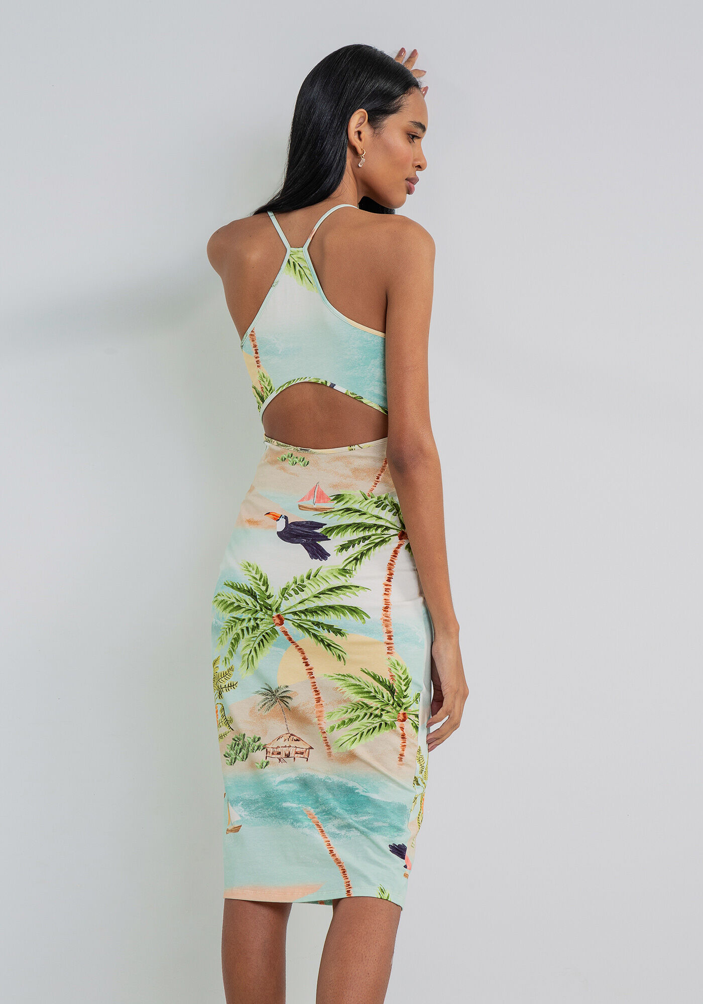 Vestido M&iacute;di Recorte Costas, , large.