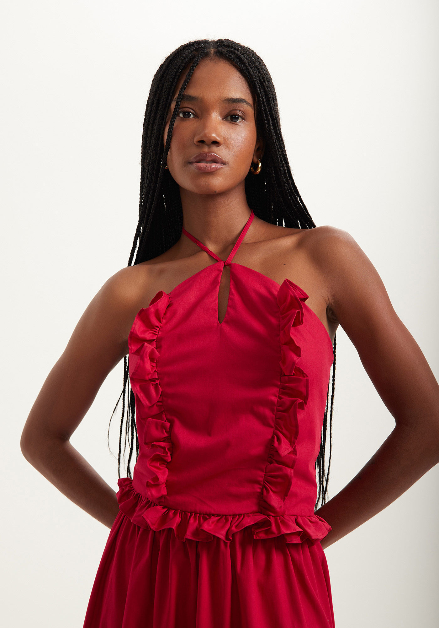 Blusa Curta Frente &Uacute;nica Com Babados E Recorte, , large.