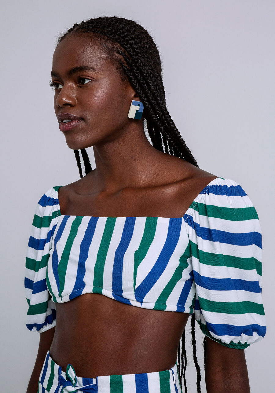 Blusa Cropped em Tecido com Manga Bufante, ALTO DO MOURA. Blusa Cropped em Tecido com Manga Bufante, ALTO DO MOURA, large.