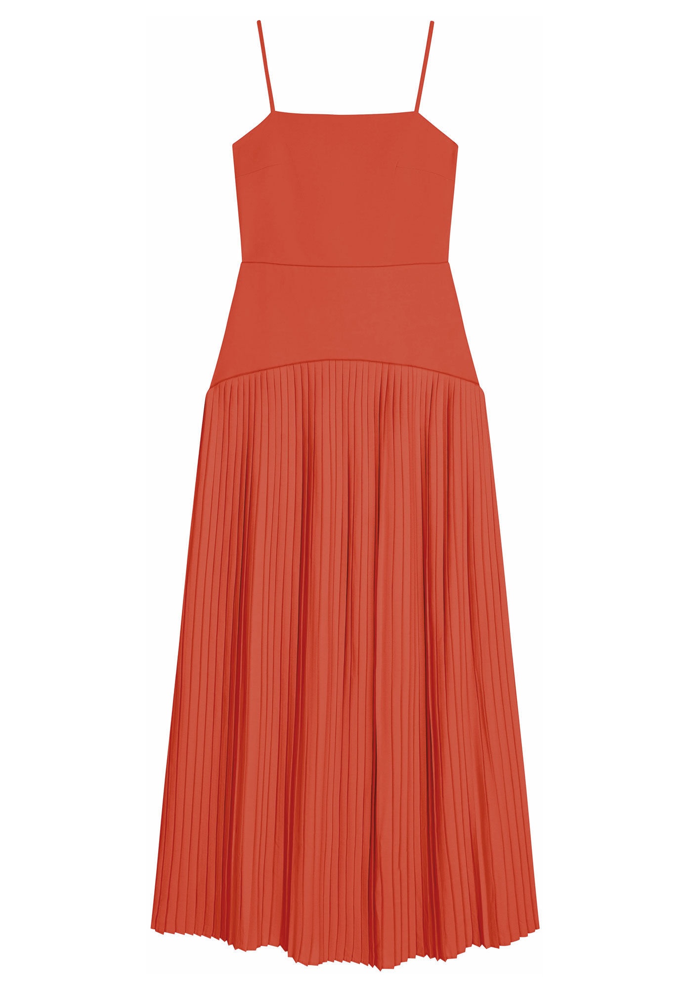 Vestido Longo Al&ccedil;as com Recorte Plissado, , large.