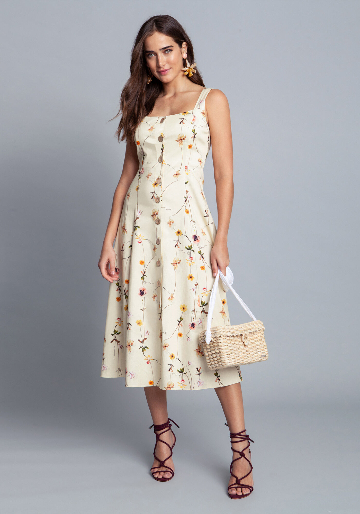 Vestido Tecido Cotton Satin Midi, , large.