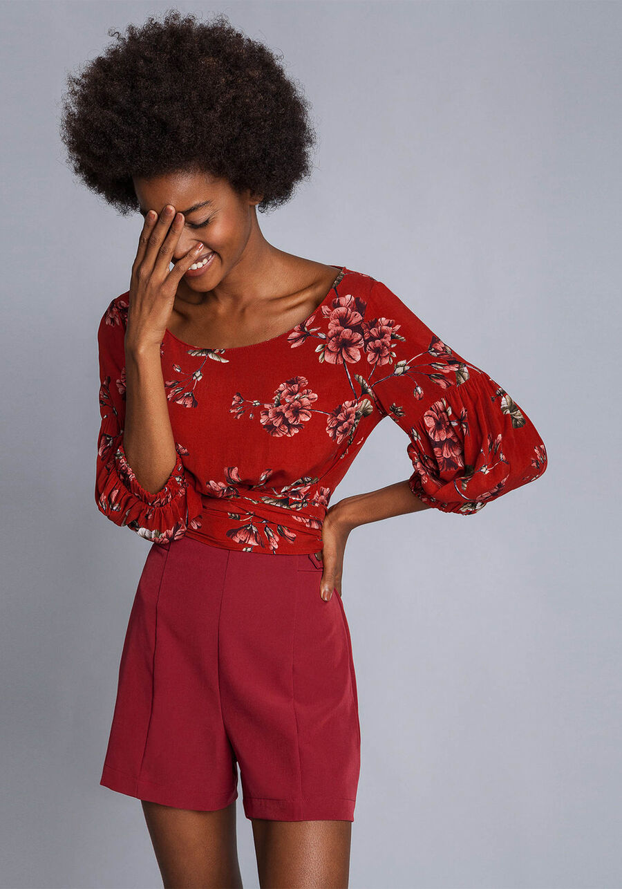 Blusa Cropped Manga 3/4 Estampa, . Blusa Cropped Manga 3/4 Estampa, , large.