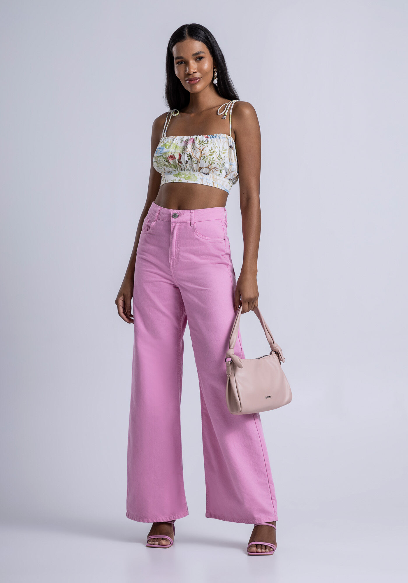 Blusa Cropped em Viscose com Tiras Costas, , large.