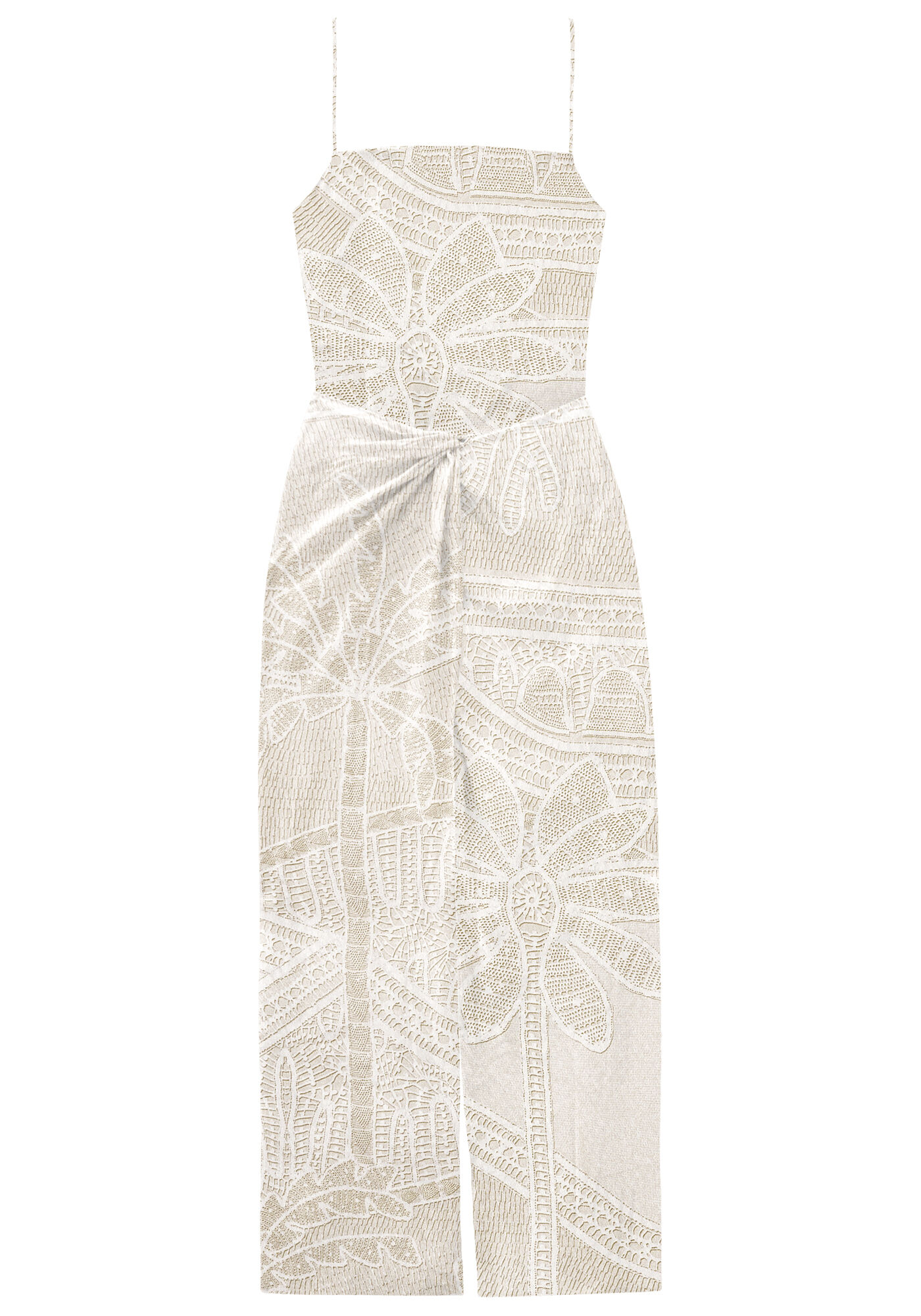 Vestido Midi em Viscose com Sobreposi&ccedil;&atilde;o, RENASCENCA, large.