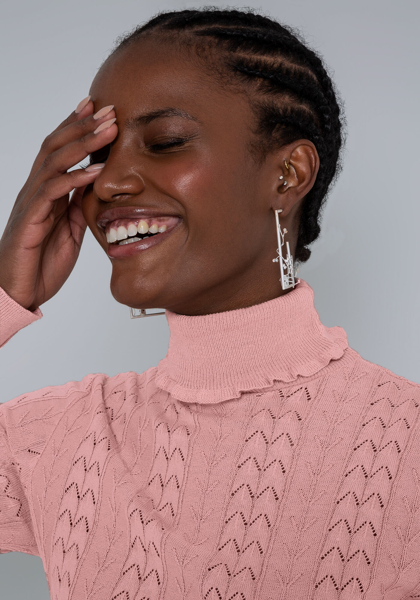 Blusa Manga Longa em Tric&ocirc; com Gola Alta, ROSA CLAY, large.